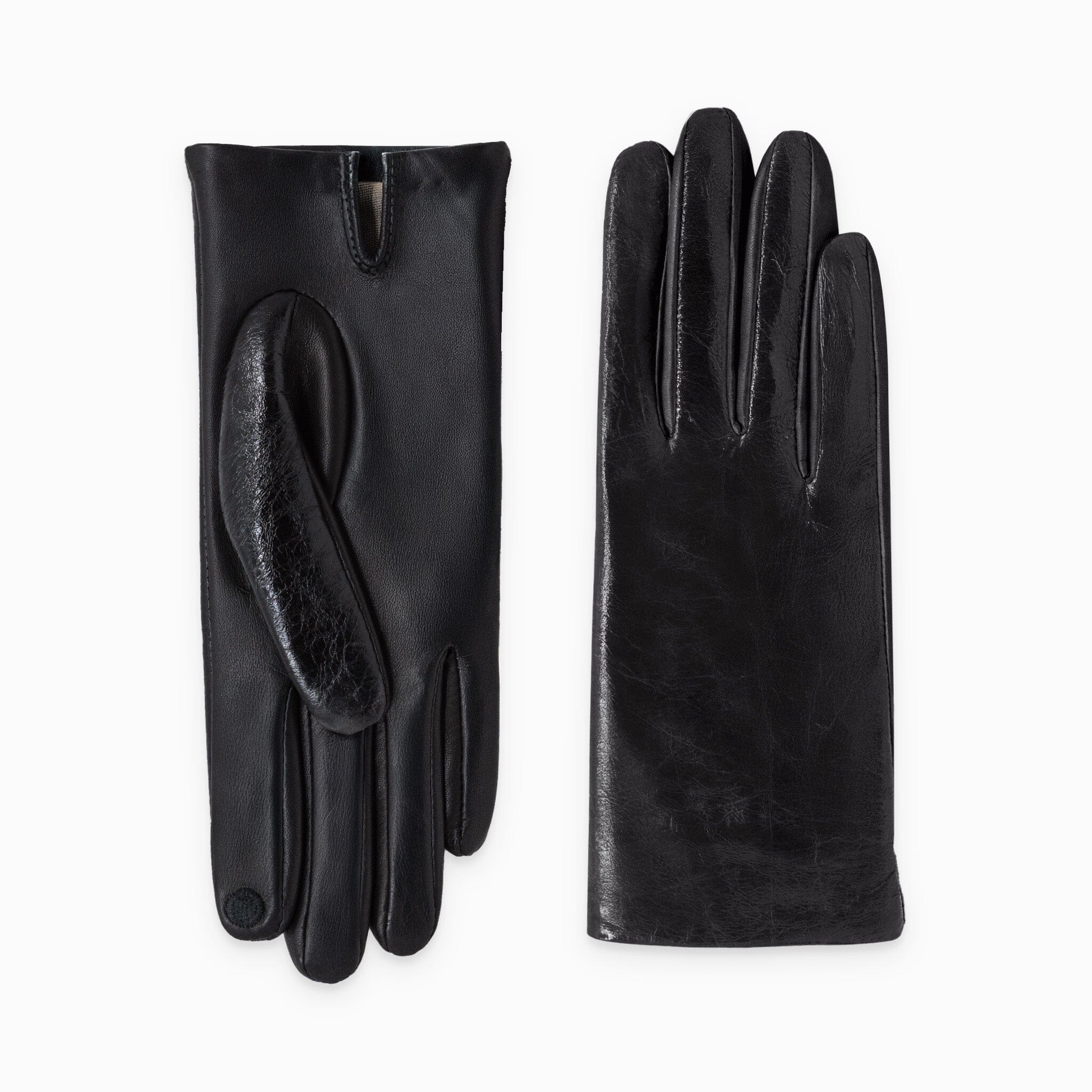 Gants cuir agneau-100% soie-99SP-21186ST Gants cuir femme prestige Glove Story Noir 6.5