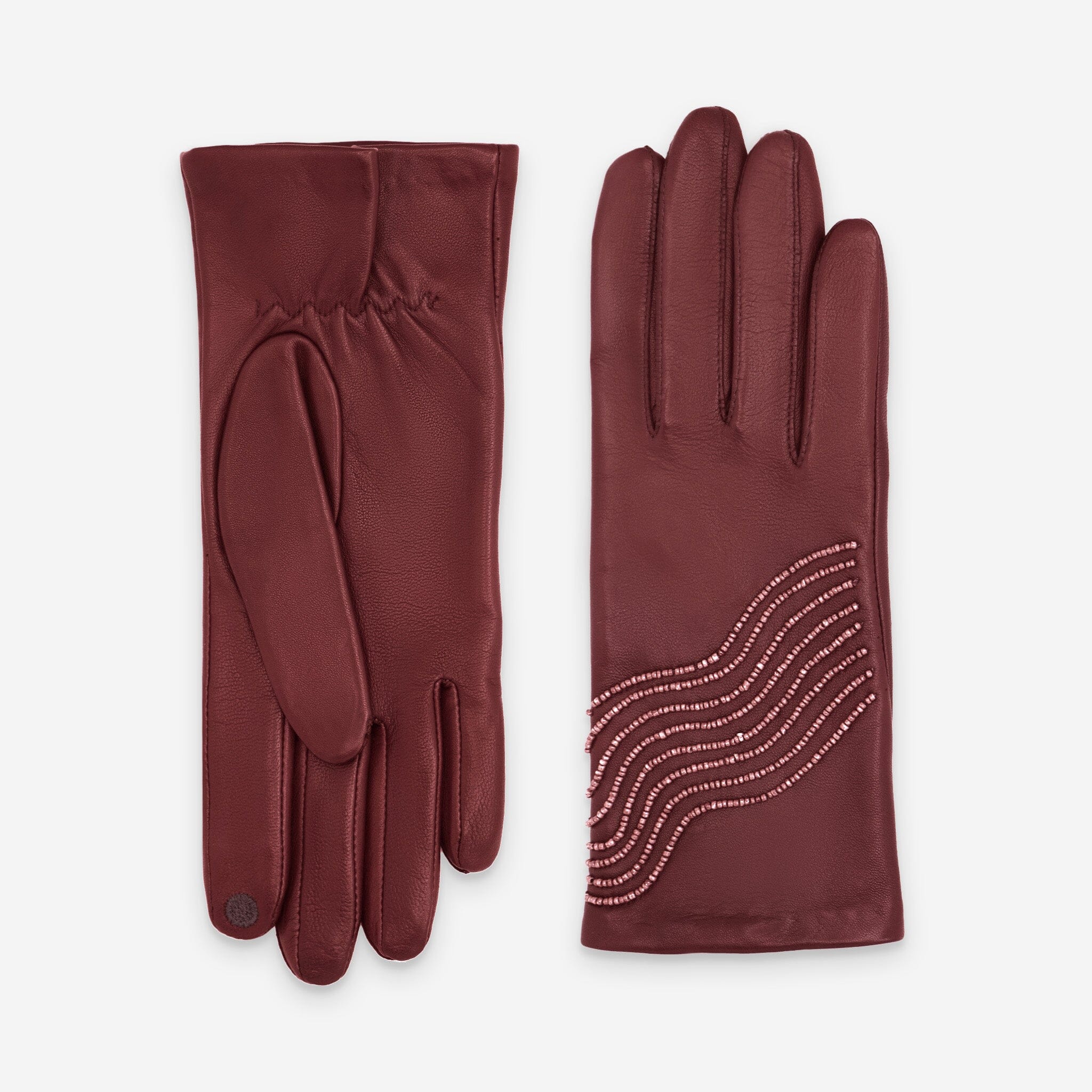 Gants cuir agneau-100% soie-Tactile-21596SN Gants cuir femme prestige Glove Story Lie de vin 6.5