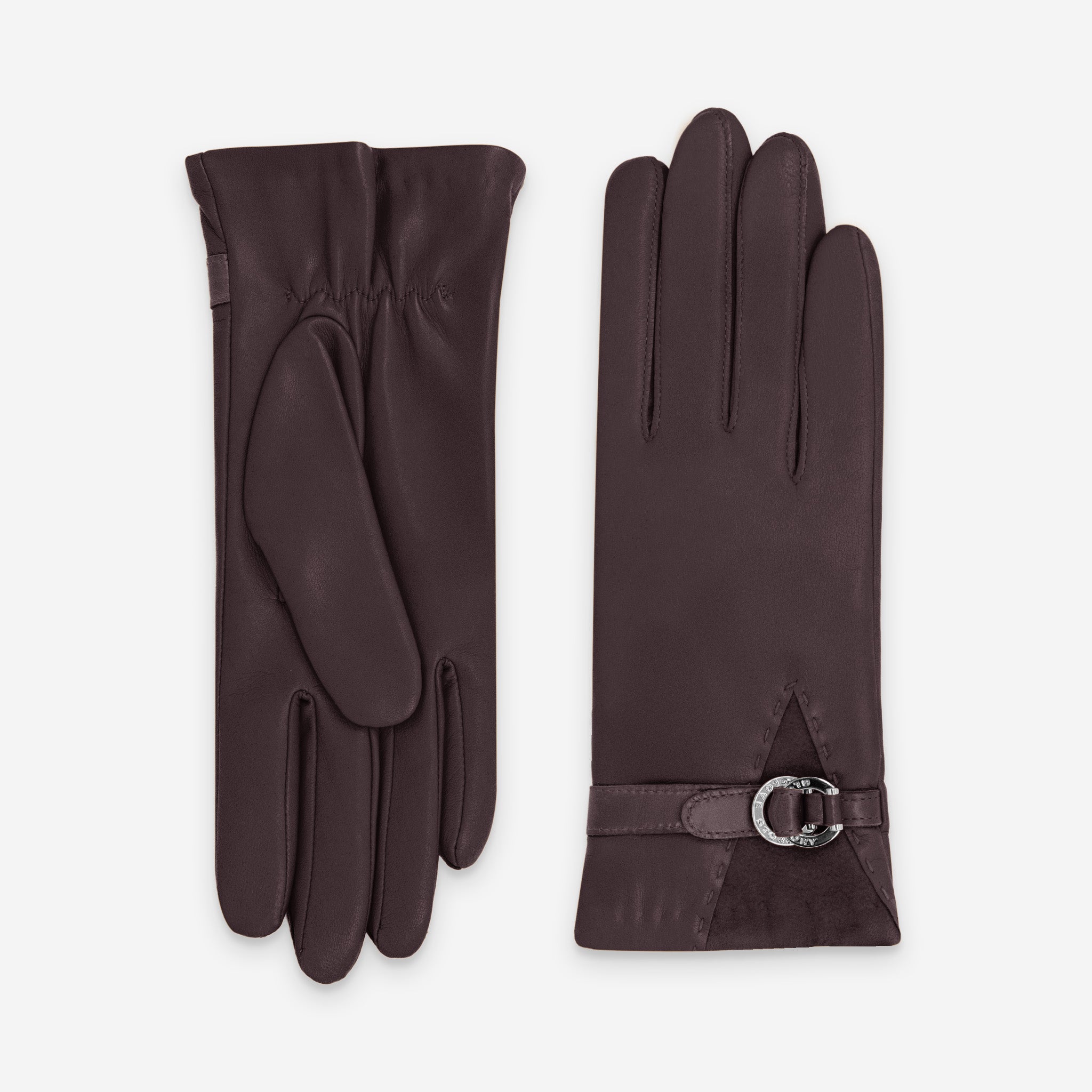 Gants cuir agneau-20%cachemire 40% laine 40% nylon-21639CA Gants cuir femme prestige Glove Story Bordeaux 6.5