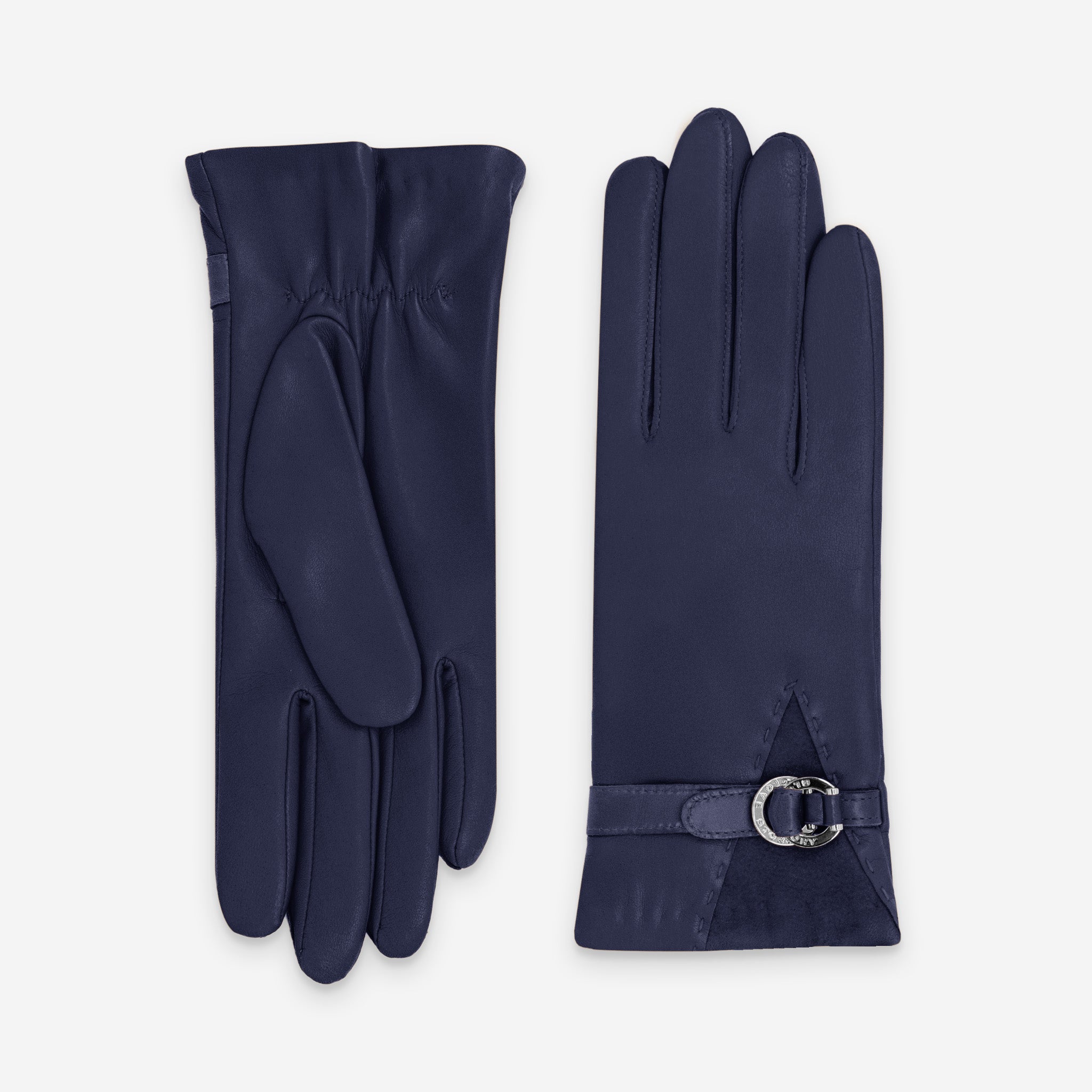 Gants cuir agneau-20%cachemire 40% laine 40% nylon-21639CA Gants cuir femme prestige Glove Story Deep Blue 6.5