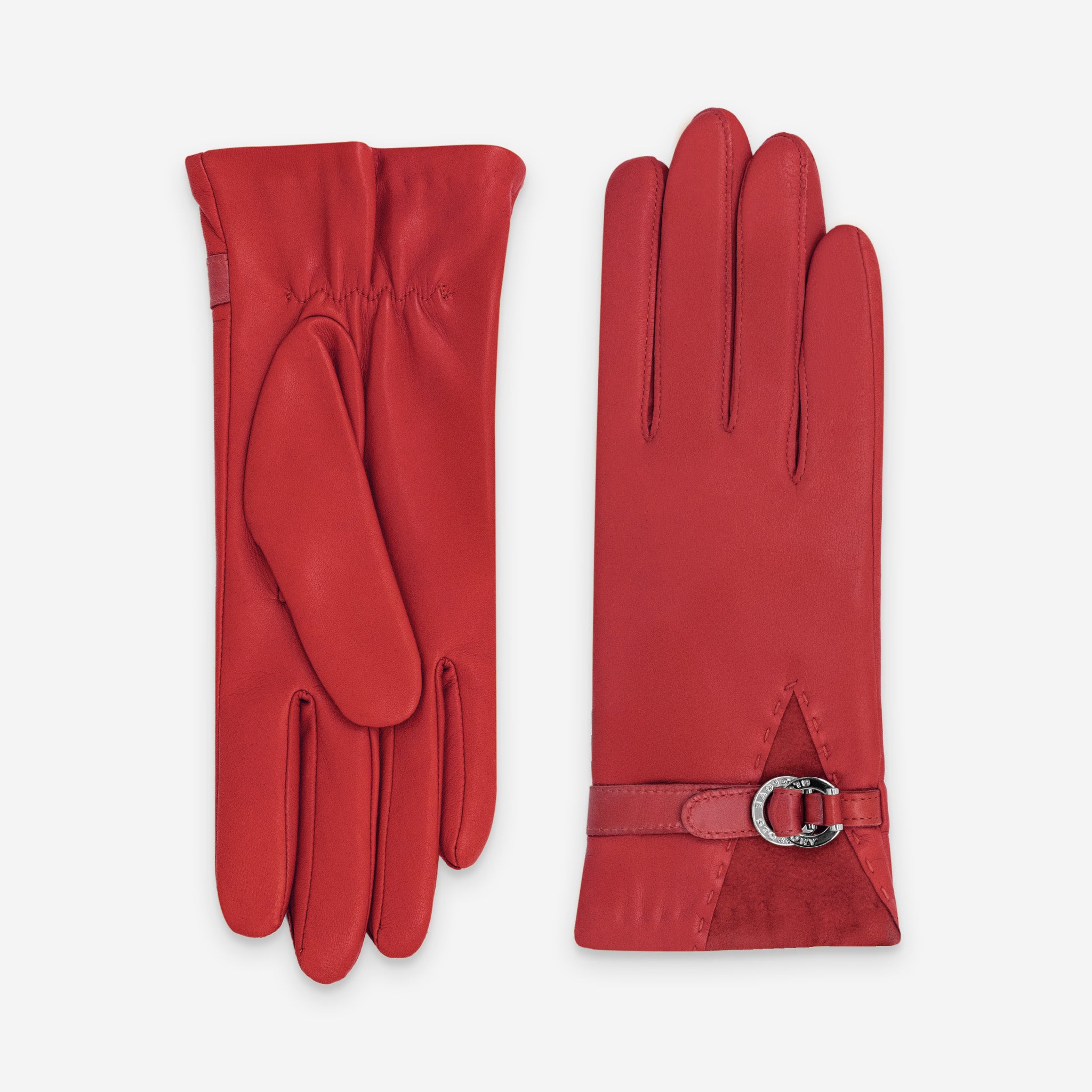 Gants cuir agneau-20%cachemire 40% laine 40% nylon-21639CA Gants cuir femme prestige Glove Story Flame Scarlet 6.5