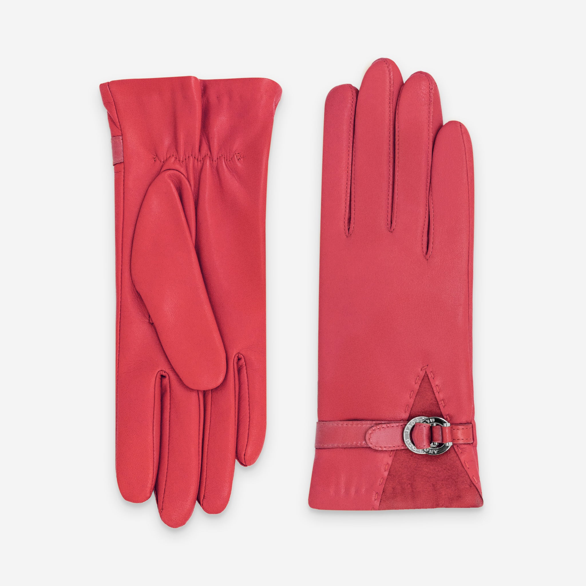Gants cuir agneau-20%cachemire 40% laine 40% nylon-21639CA Gants cuir femme prestige Glove Story Hot Red 6.5