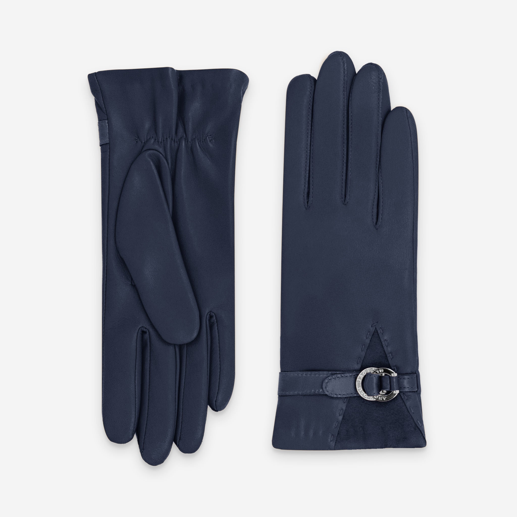 Gants cuir agneau-20%cachemire 40% laine 40% nylon-21639CA Gants cuir femme prestige Glove Story Indigo 6.5