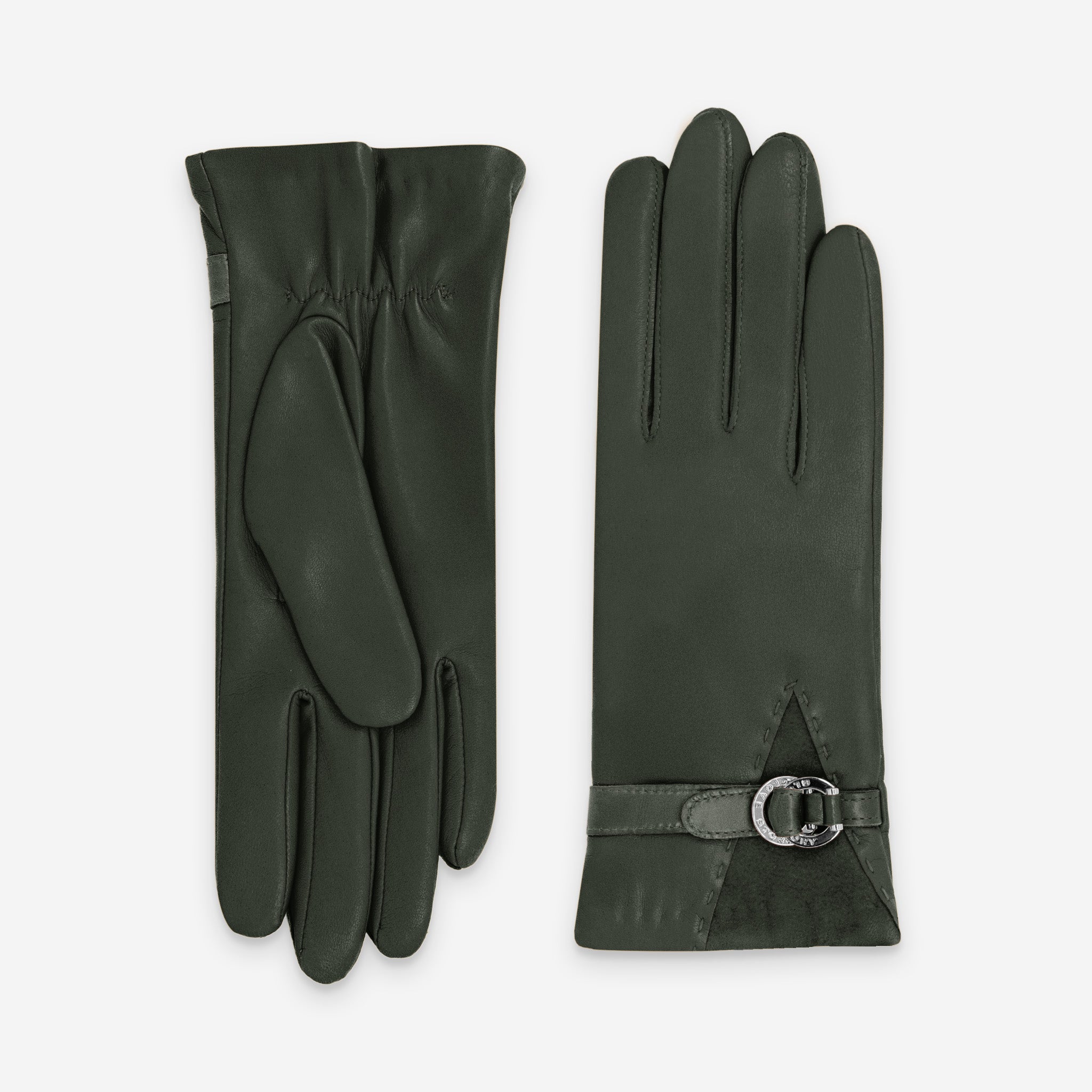 Gants cuir agneau-20%cachemire 40% laine 40% nylon-21639CA Gants cuir femme prestige Glove Story Loden 6.5
