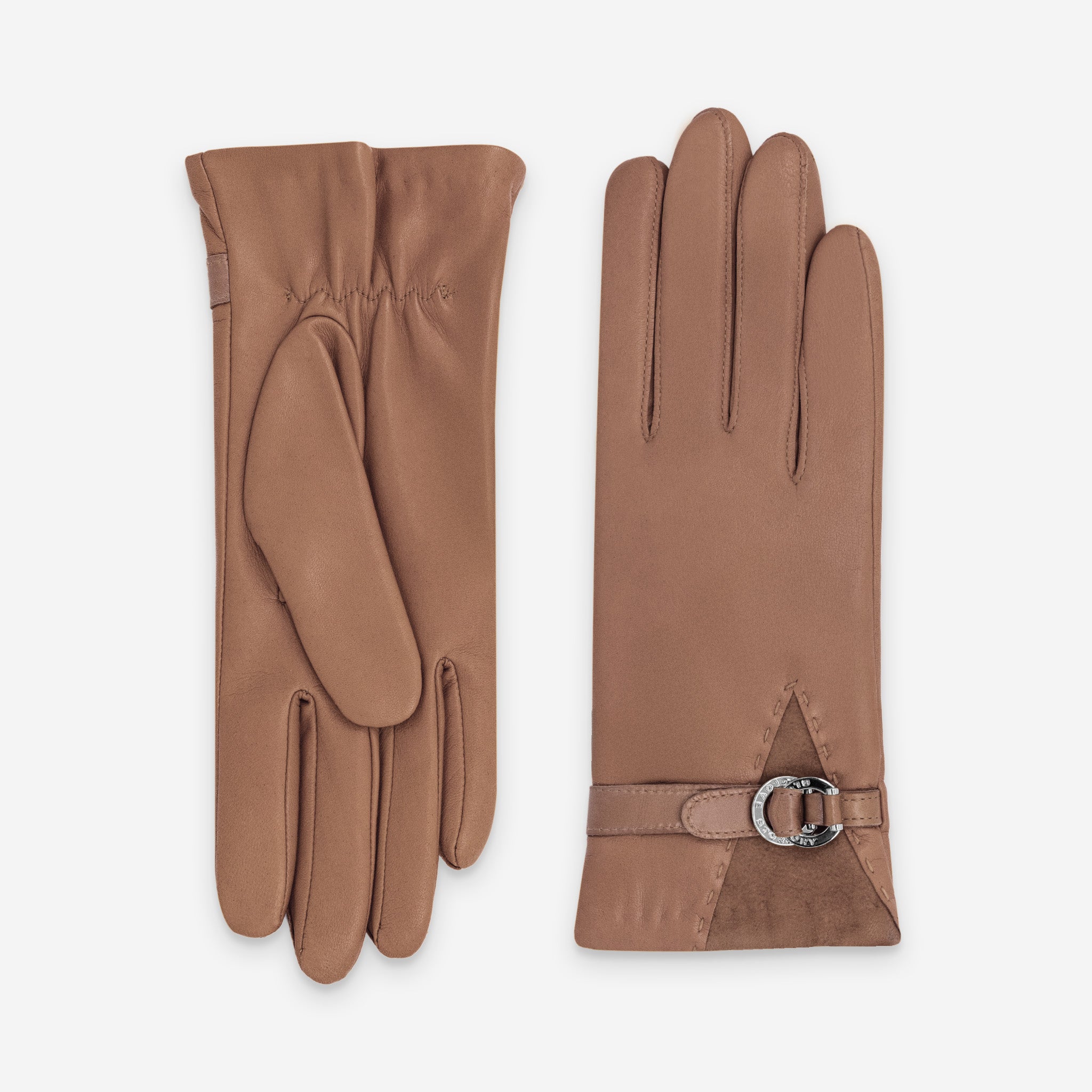 Gants cuir agneau-20%cachemire 40% laine 40% nylon-21639CA Gants cuir femme prestige Glove Story Noisette 6.5