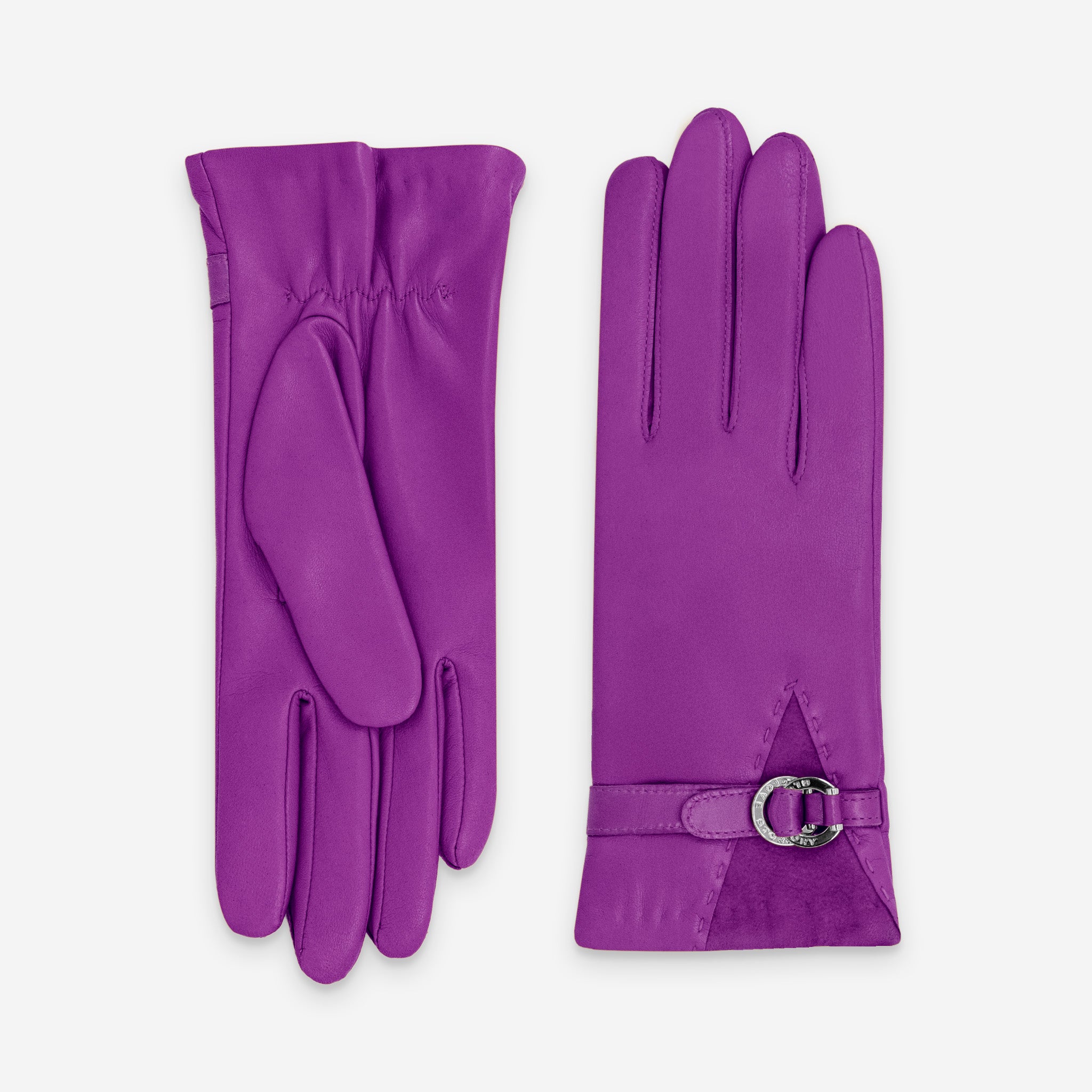 Gants cuir agneau-20%cachemire 40% laine 40% nylon-21639CA Gants cuir femme prestige Glove Story Pourpre 6.5