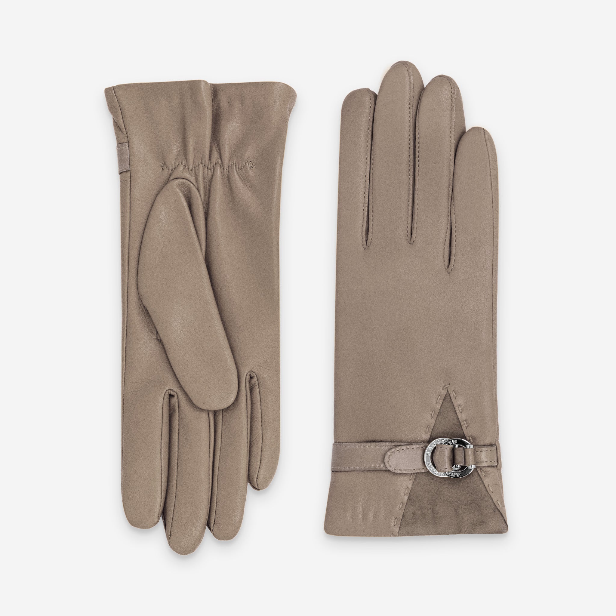 Gants cuir agneau-20%cachemire 40% laine 40% nylon-21639CA Gants cuir femme prestige Glove Story Stone 6.5