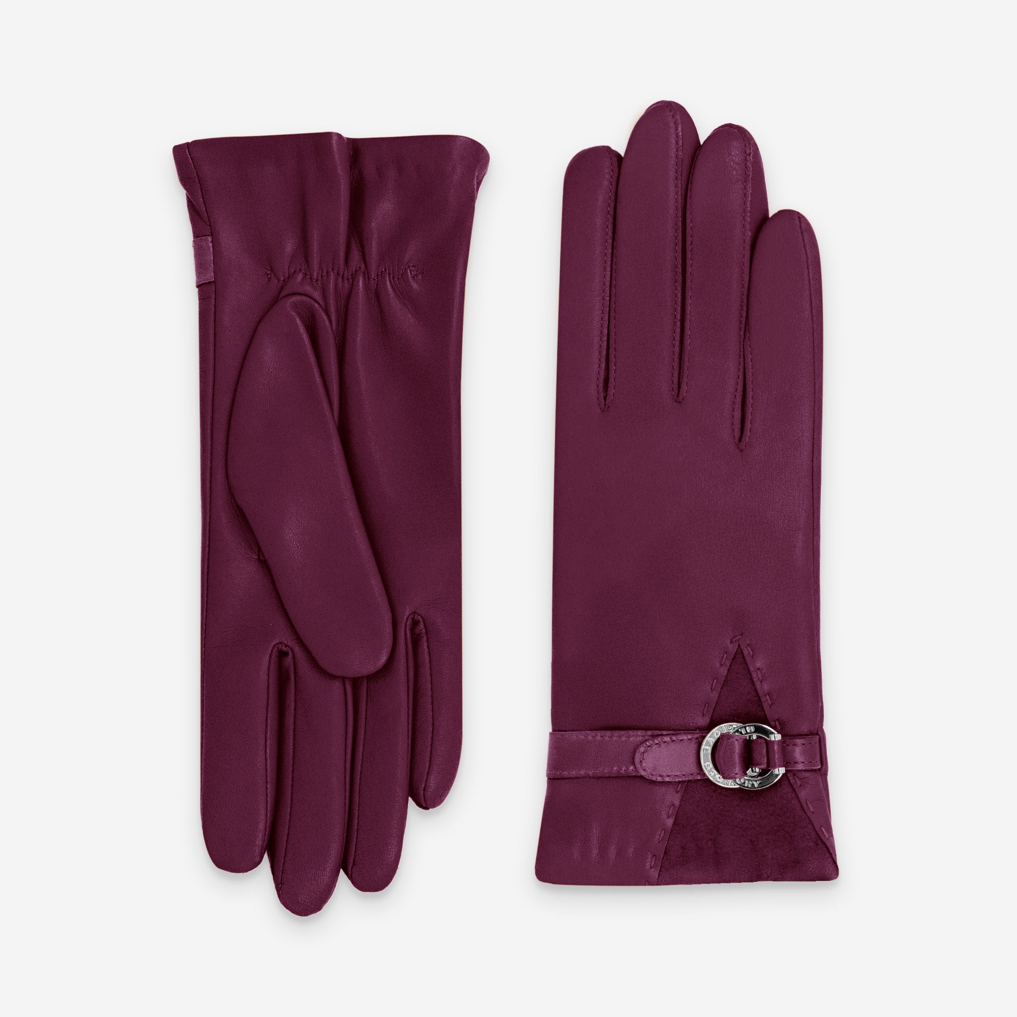 Gants cuir agneau-20%cachemire 40% laine 40% nylon-21639CA Gants cuir femme prestige Glove Story Sunset Red 6.5