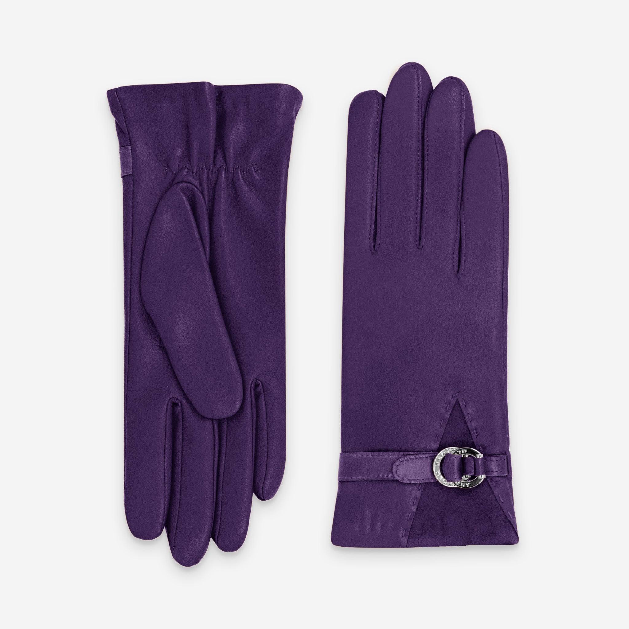 Gants cuir agneau-20%cachemire 40% laine 40% nylon-21639CA Gants cuir femme prestige Glove Story Violet 6.5