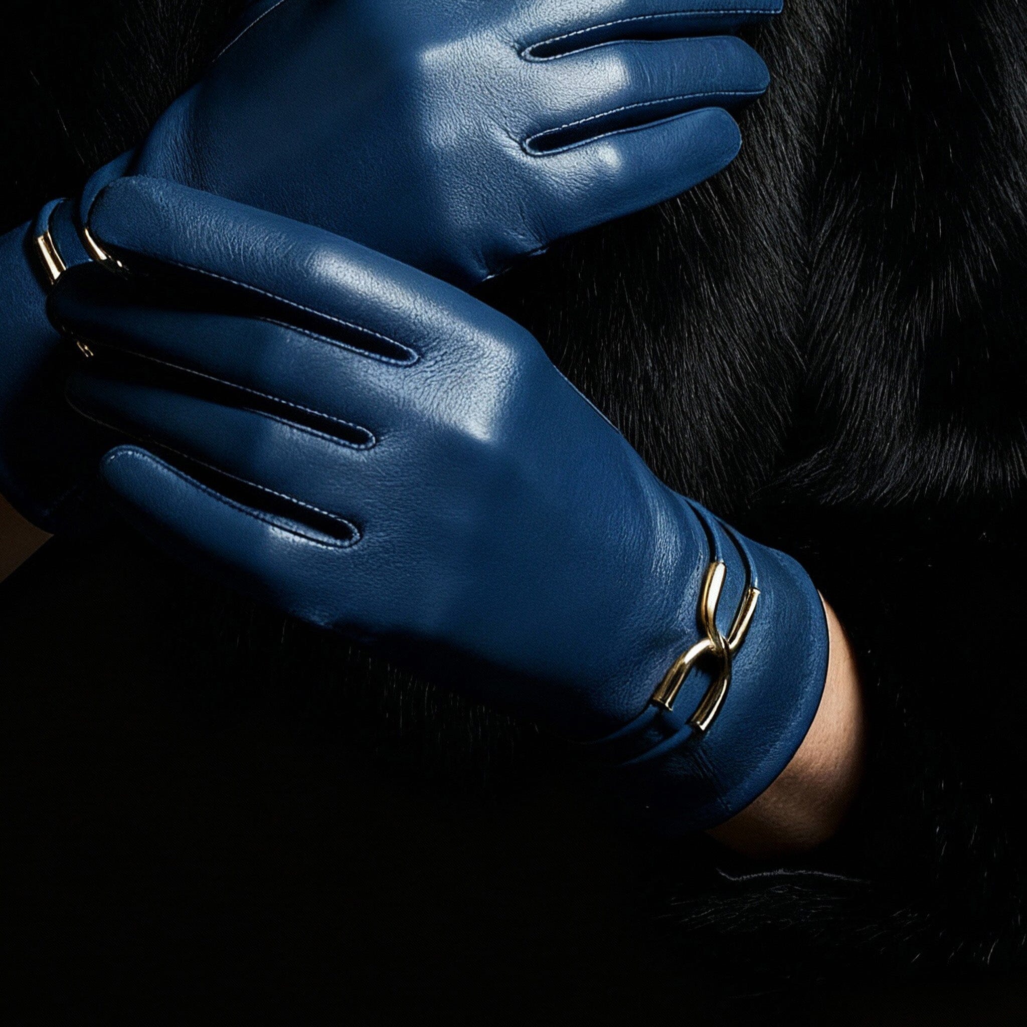 Gants cuir agneau-20%cachemire 40% laine 40% nylon-21643CA Gants cuir femme prestige Glove Story