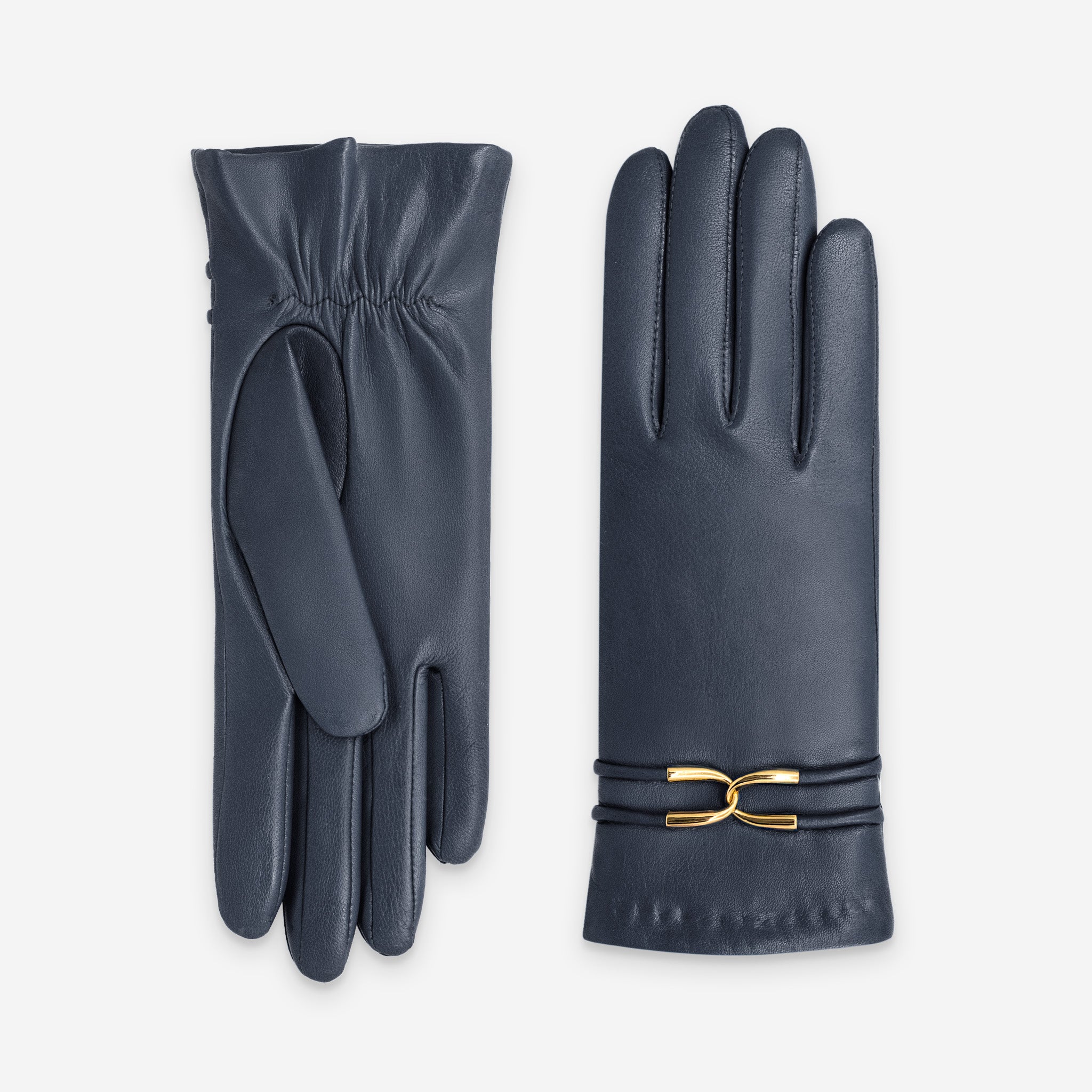 Gants cuir agneau-20%cachemire 40% laine 40% nylon-21643CA Gants cuir femme prestige Glove Story Bleu Jean 6.5