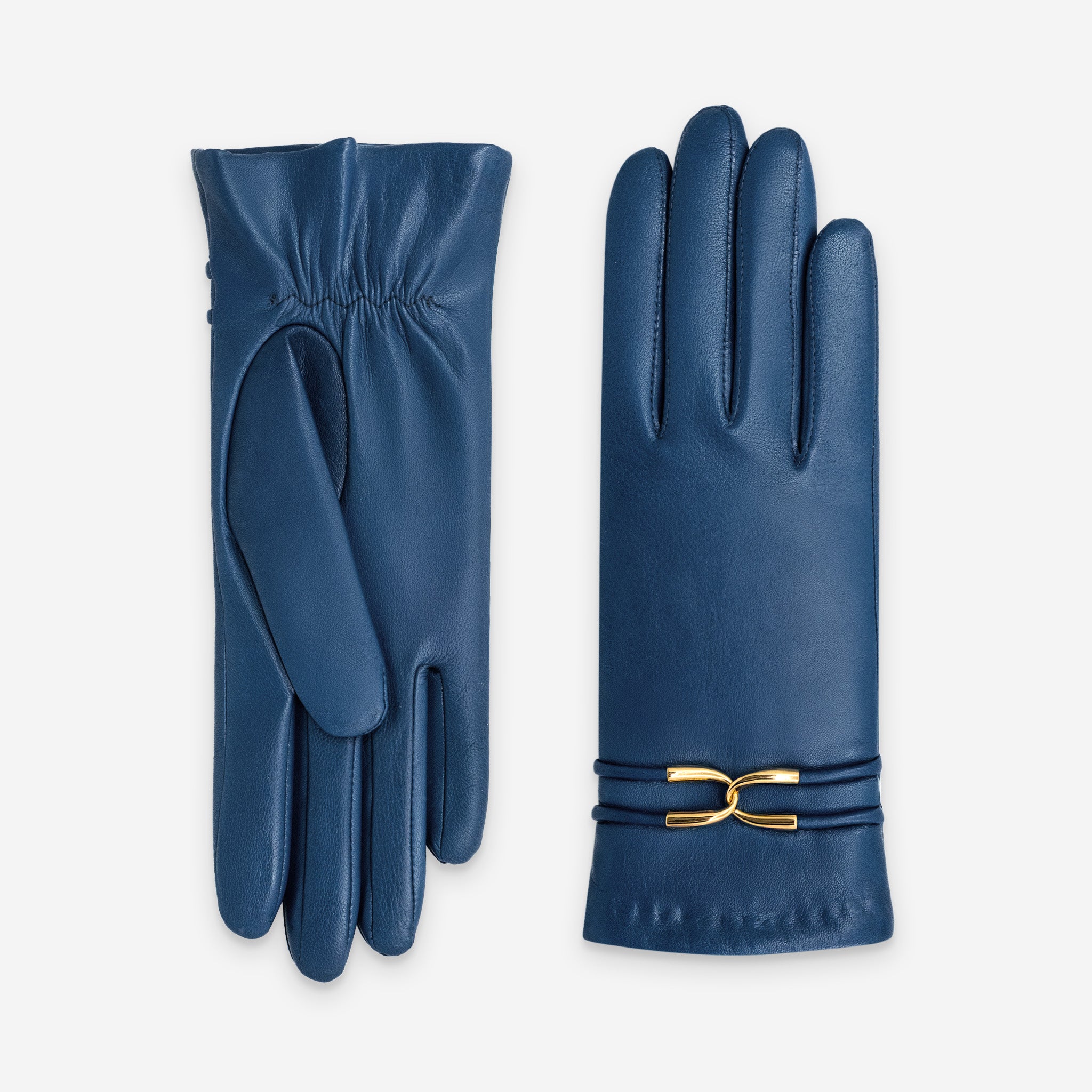Gants cuir agneau-20%cachemire 40% laine 40% nylon-21643CA Gants cuir femme prestige Glove Story Bleu Peony 6.5