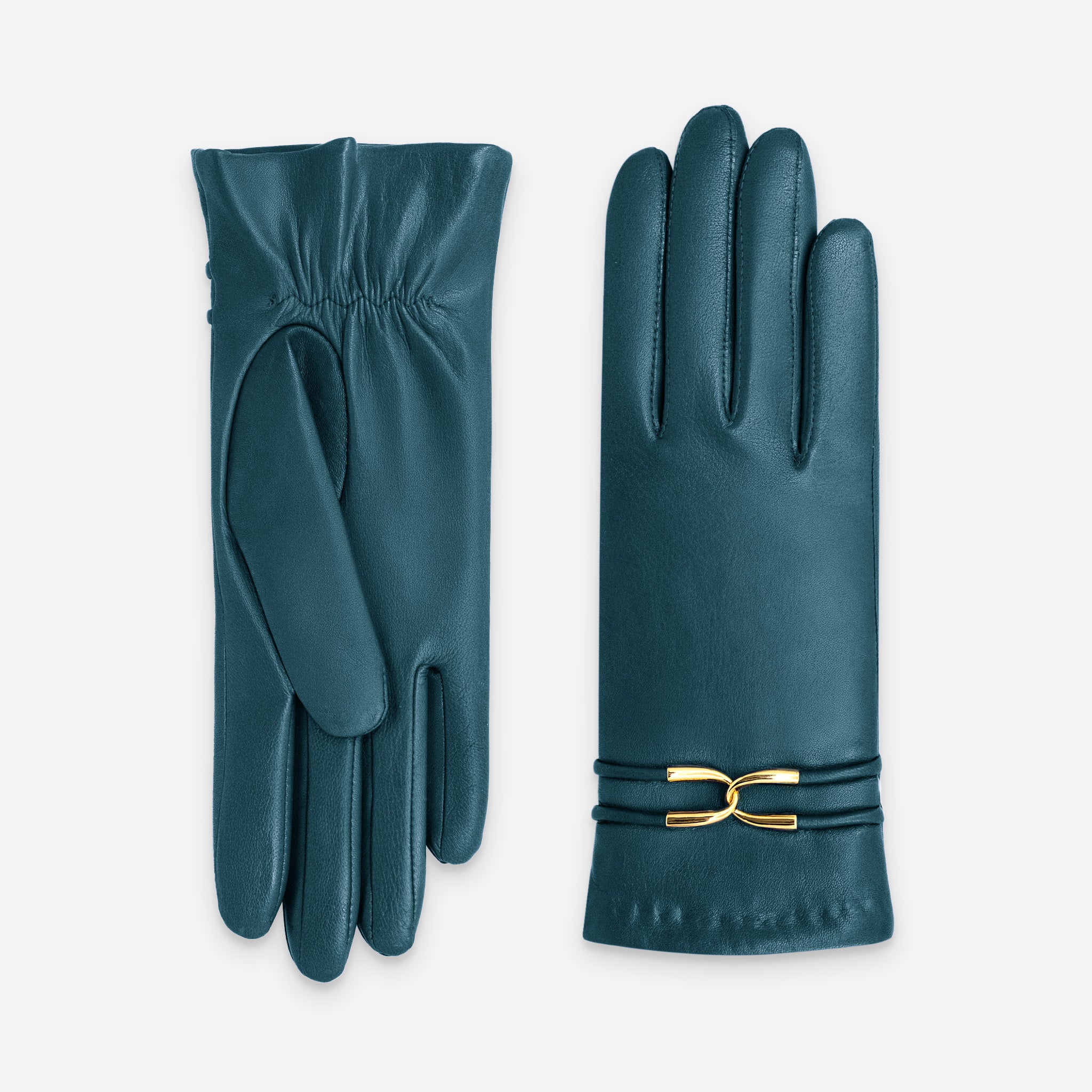 Gants cuir agneau-20%cachemire 40% laine 40% nylon-21643CA Gants cuir femme prestige Glove Story Crystal Teal 6.5
