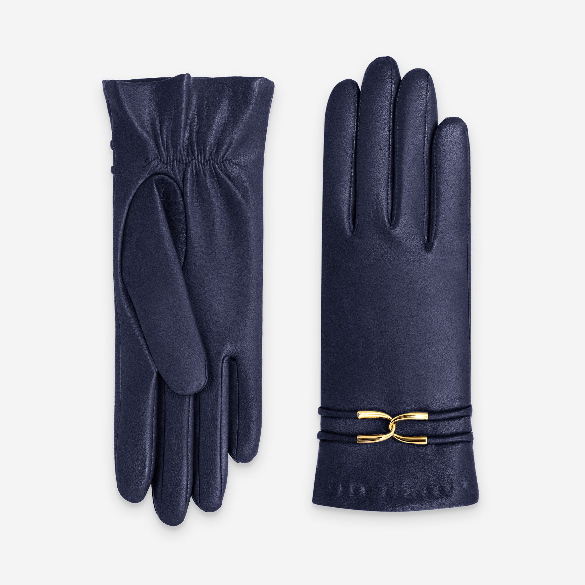 Gants cuir agneau-20%cachemire 40% laine 40% nylon-21643CA Gants cuir femme prestige Glove Story Indigo 6.5