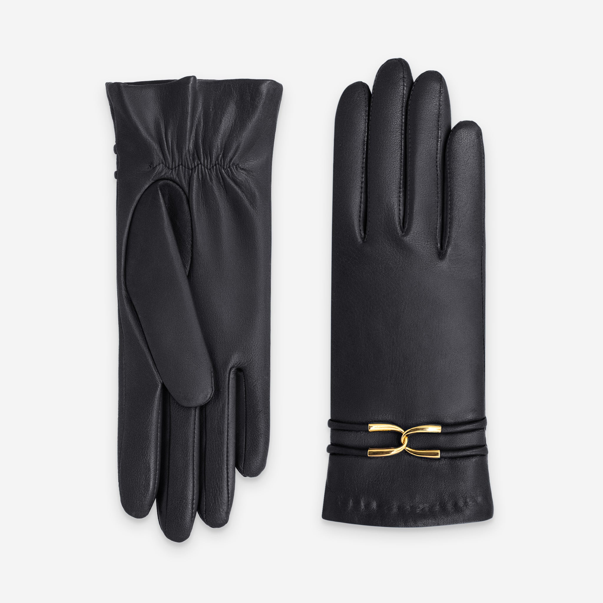 Gants cuir agneau-20%cachemire 40% laine 40% nylon-21643CA Gants cuir femme prestige Glove Story Noir 6.5