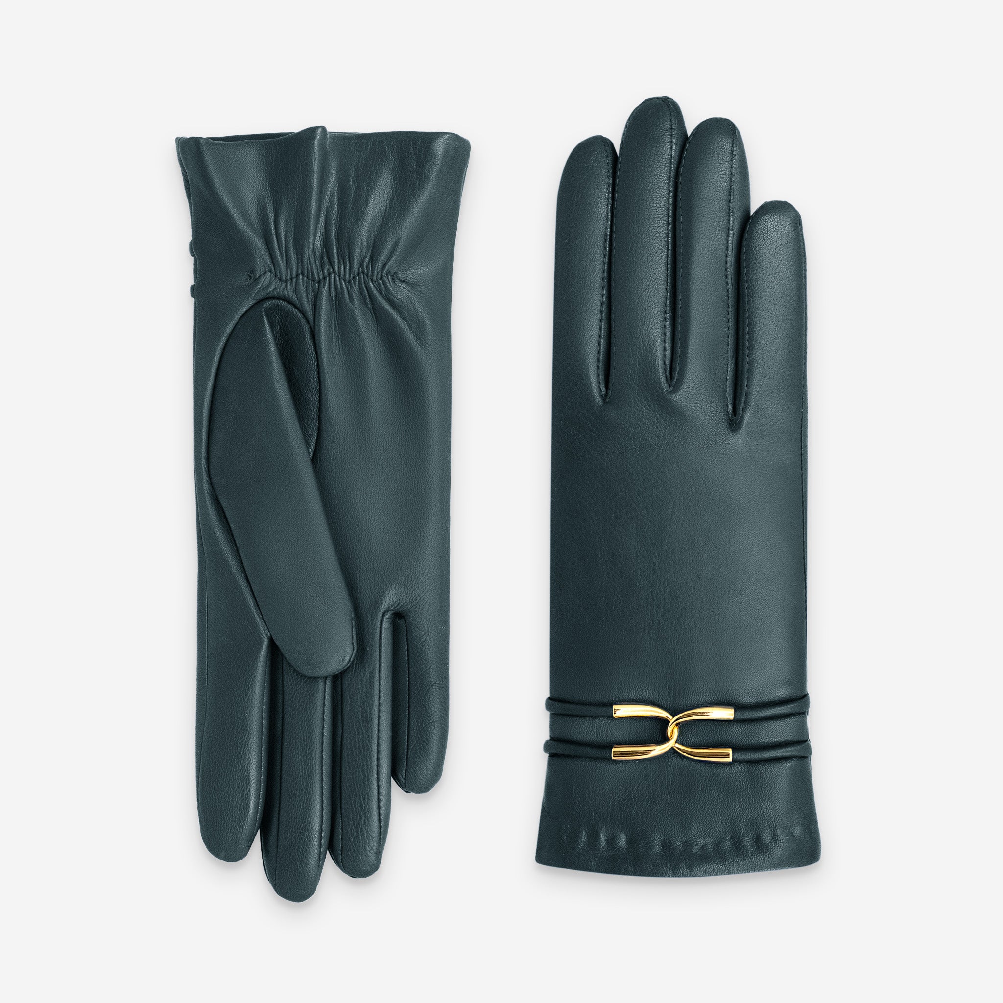 Gants cuir agneau-20%cachemire 40% laine 40% nylon-21643CA Gants cuir femme prestige Glove Story Sapin 6.5