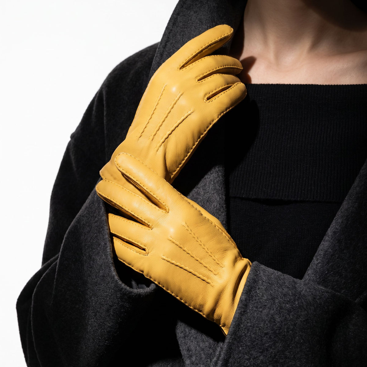 Gants cuir cerf-100% cachemire-21546CA Gants cuir femme prestige Glove Story