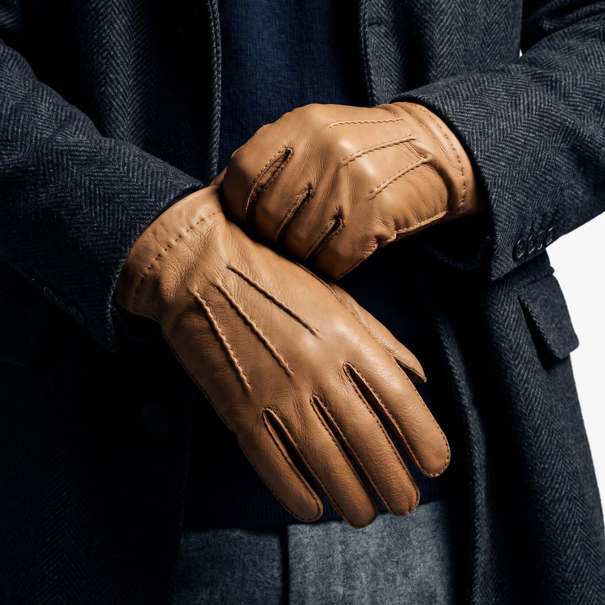 Gants cuir cerf-100% cachemire-22086CA Gants cuir homme prestige Glove Story