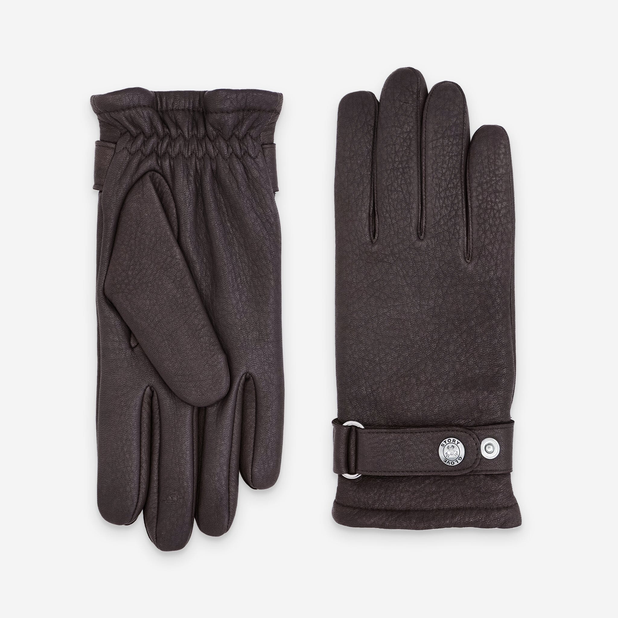 Gants cuir cerf-100% laine-22046TR Gants cuir homme prestige Glove Story Choco 7.5