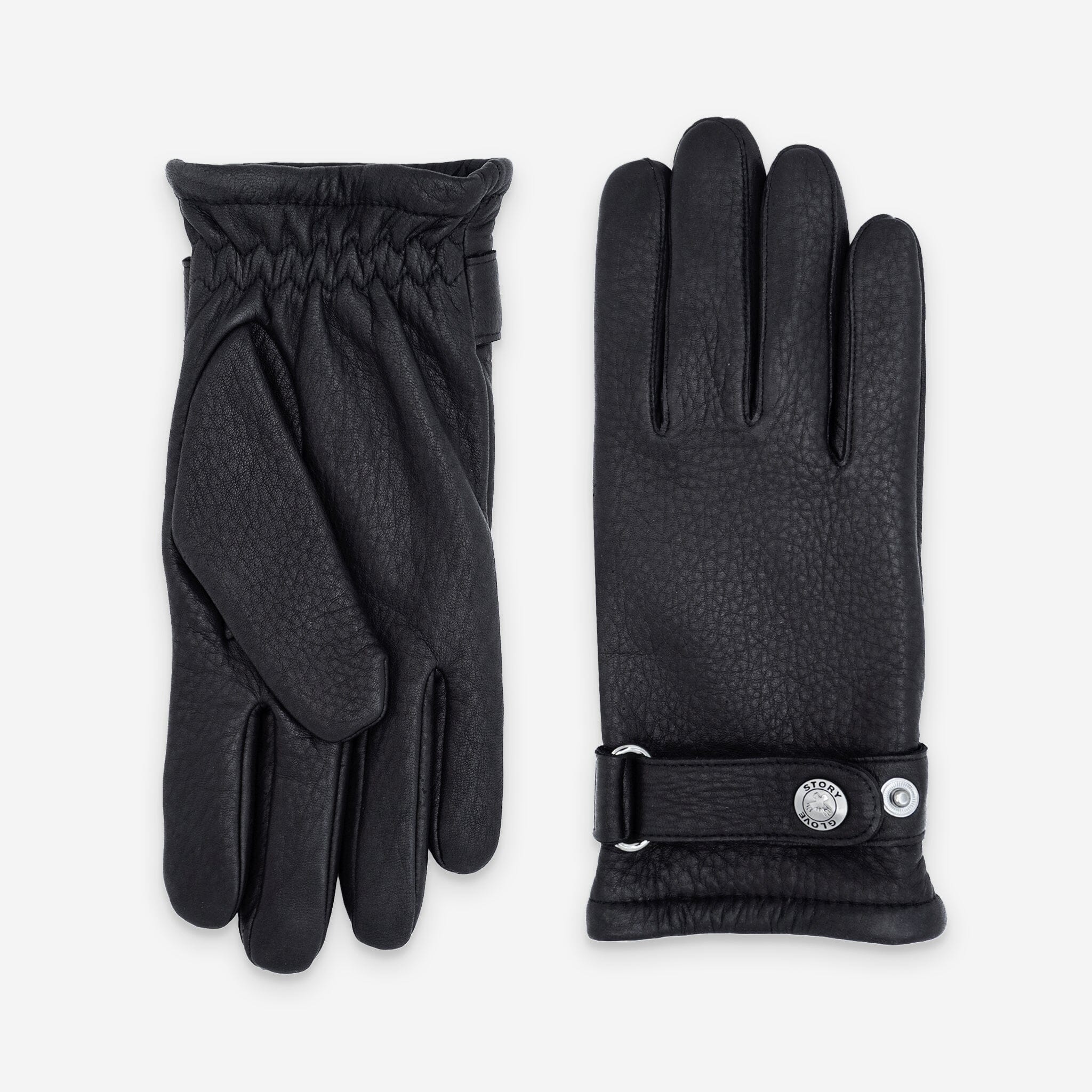 Gants cuir cerf-100% laine-22046TR Gants cuir homme prestige Glove Story Noir 7.5