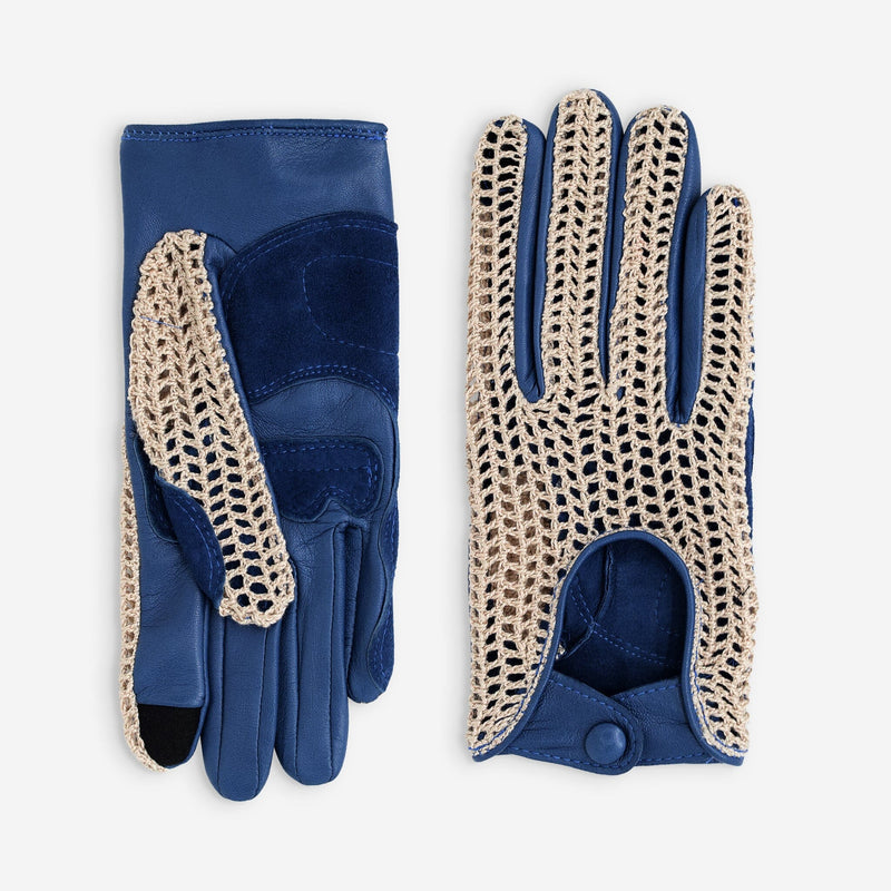 Gants cuir vélo/e-trottinette femme-Tactile-60012L Glove Story BLUE PEONY S 