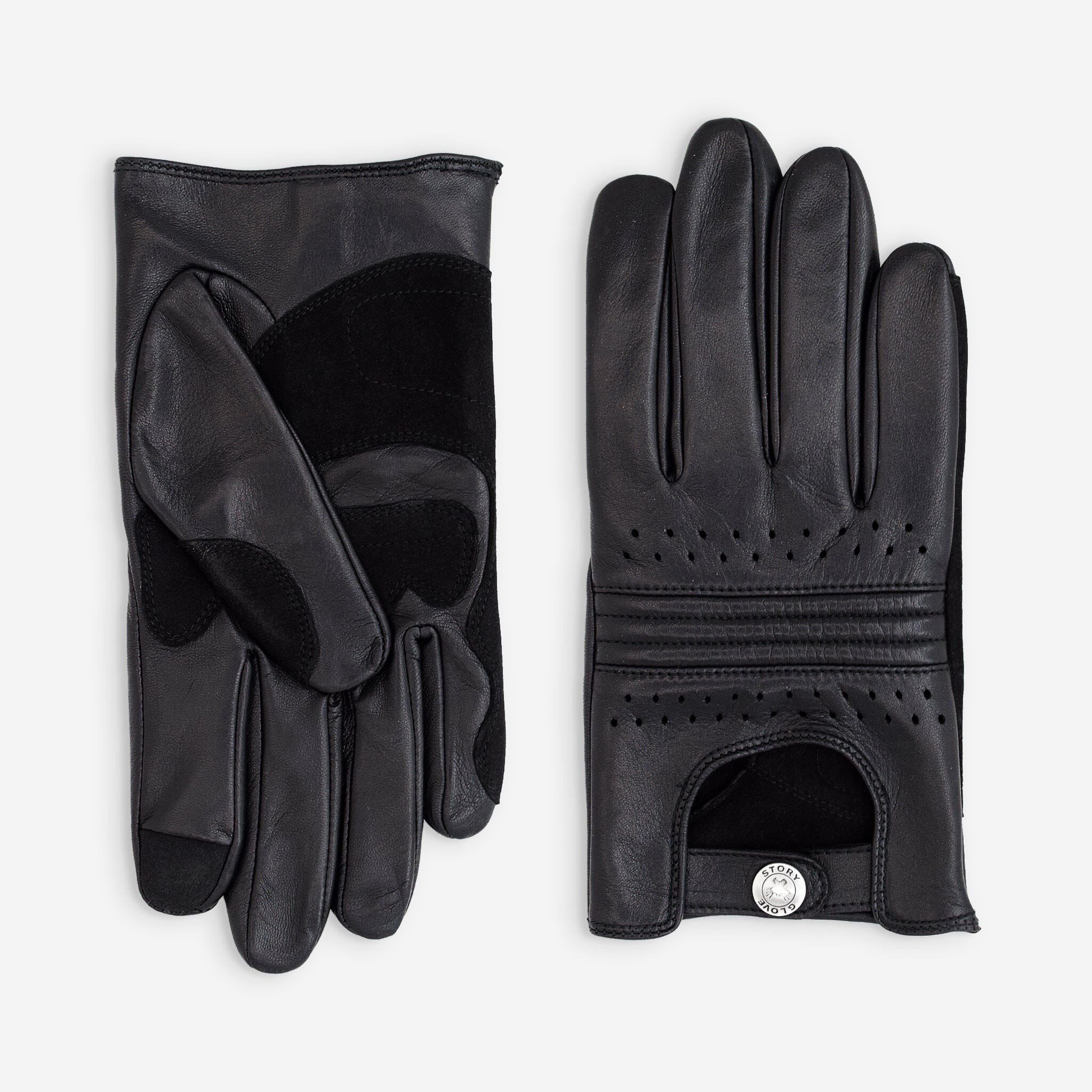 Gants cuir vélo/e-trottinette homme-Tactile-60016M Glove Story NOIR S