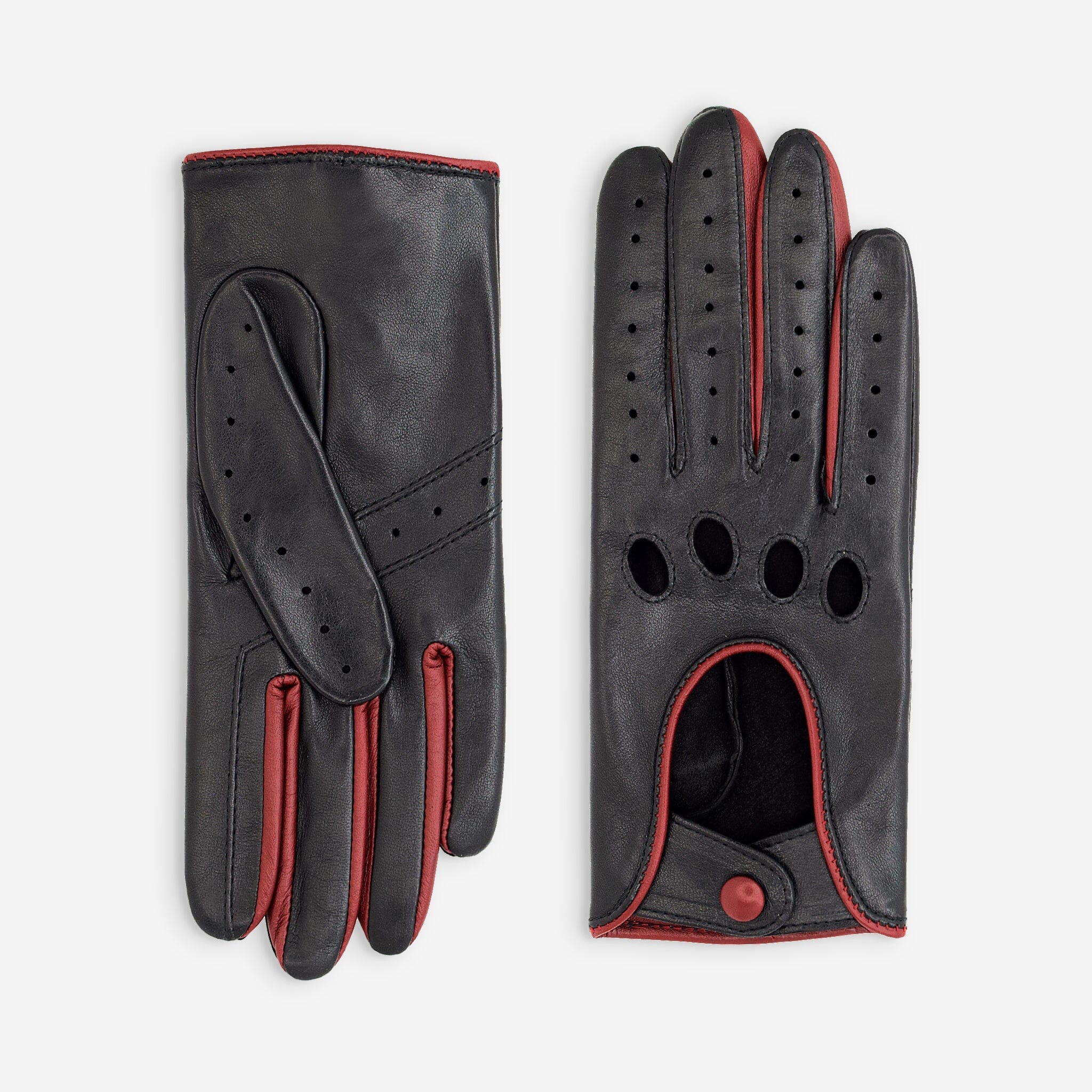 Gants de conduite cuir agneau-non doublé-21090NF Gant Glove Story Noir/Rouge 6.5