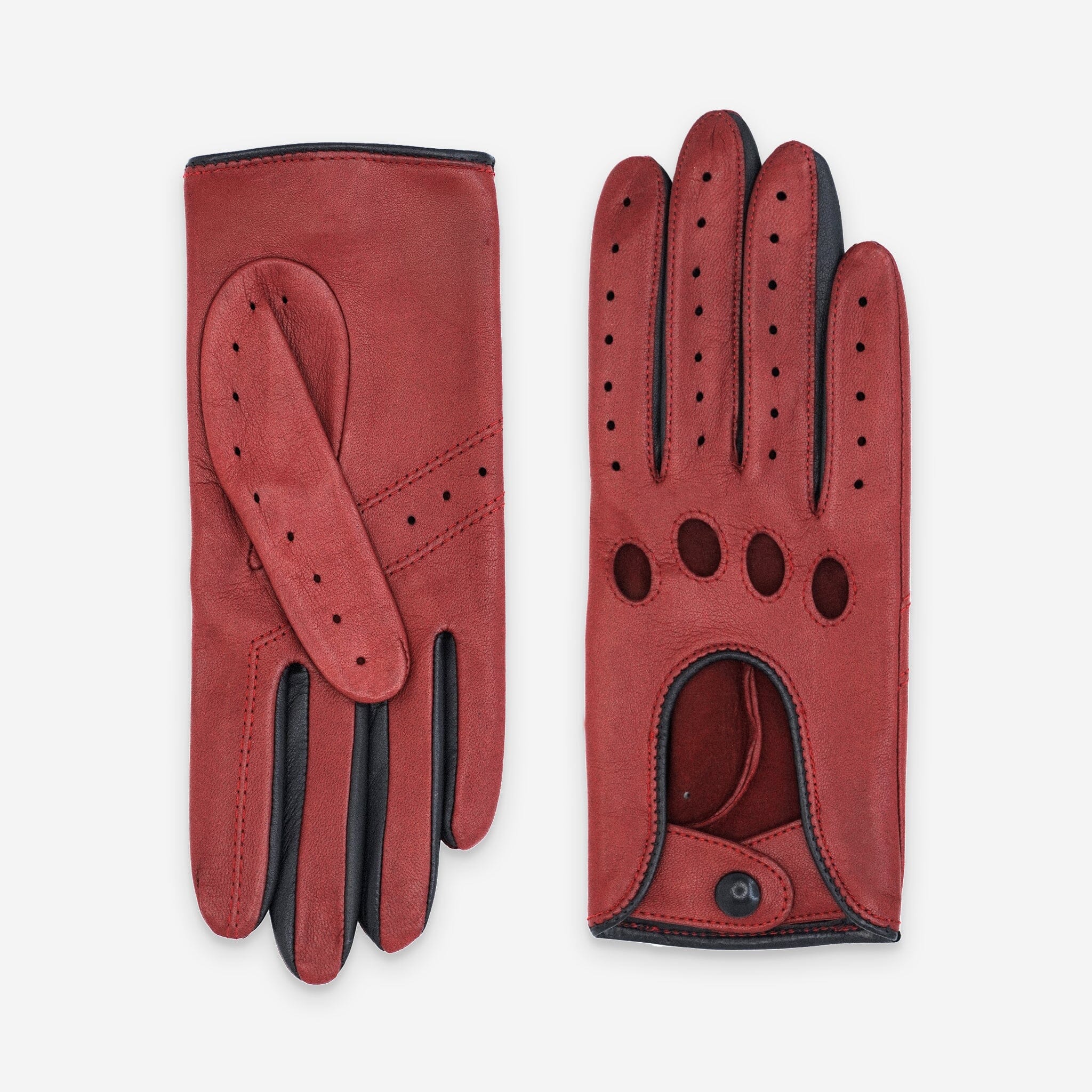Gants de conduite cuir agneau-non doublé-21090NF Gant Glove Story Rouge/Noir 6.5
