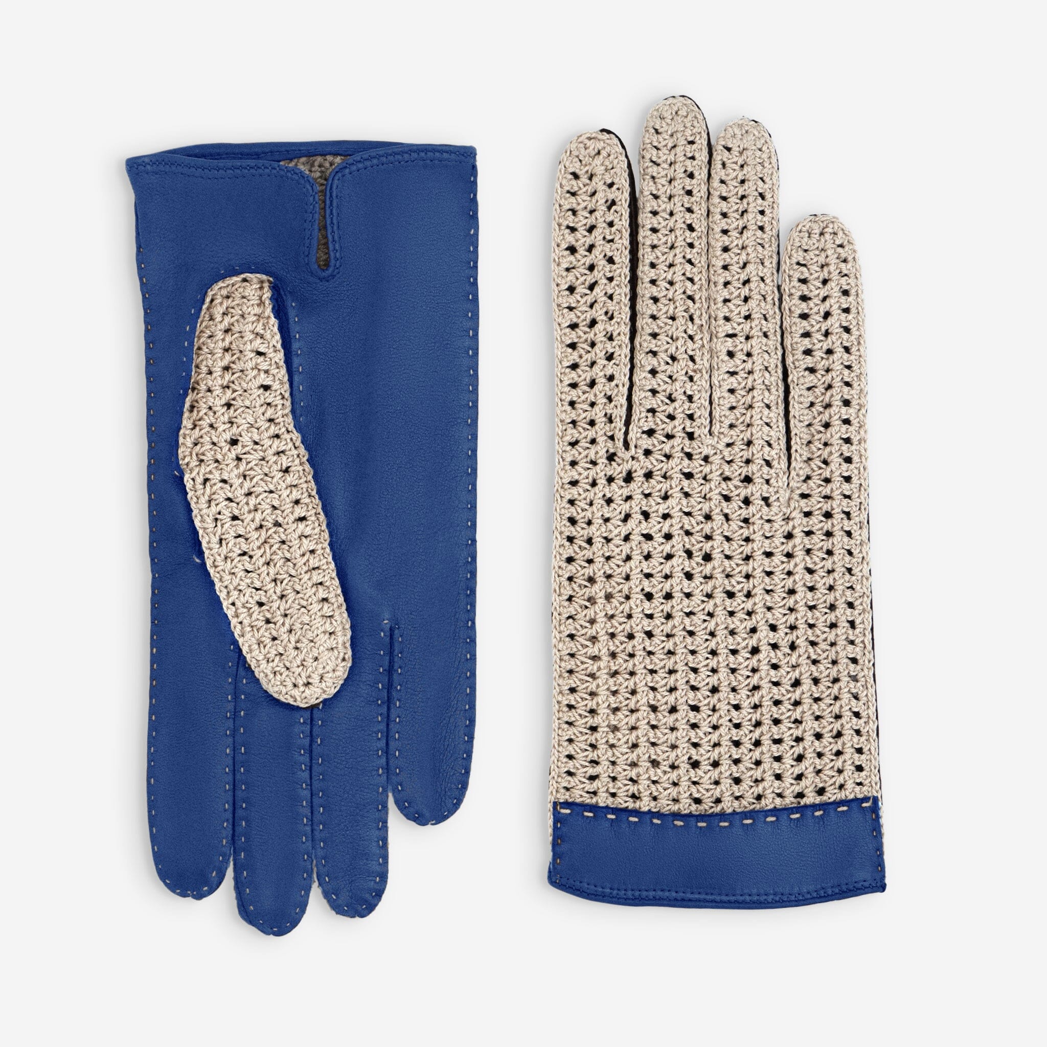 Gants de conduite cuir agneau-non doublé-21223NF Gants de conduite femme Glove Story Bleu Peony 6.5