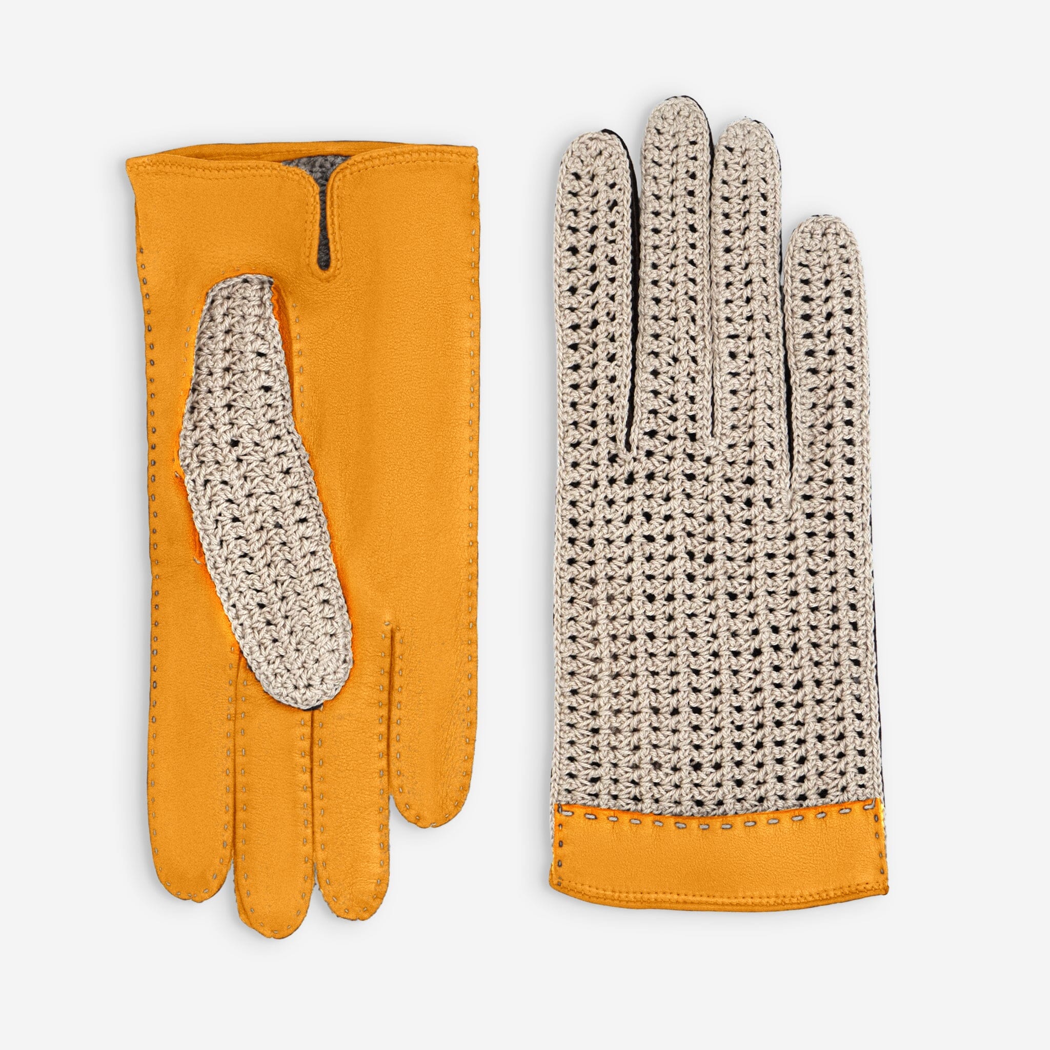 Gants de conduite cuir agneau-non doublé-21223NF Gants de conduite femme Glove Story Golden Yellow 6.5