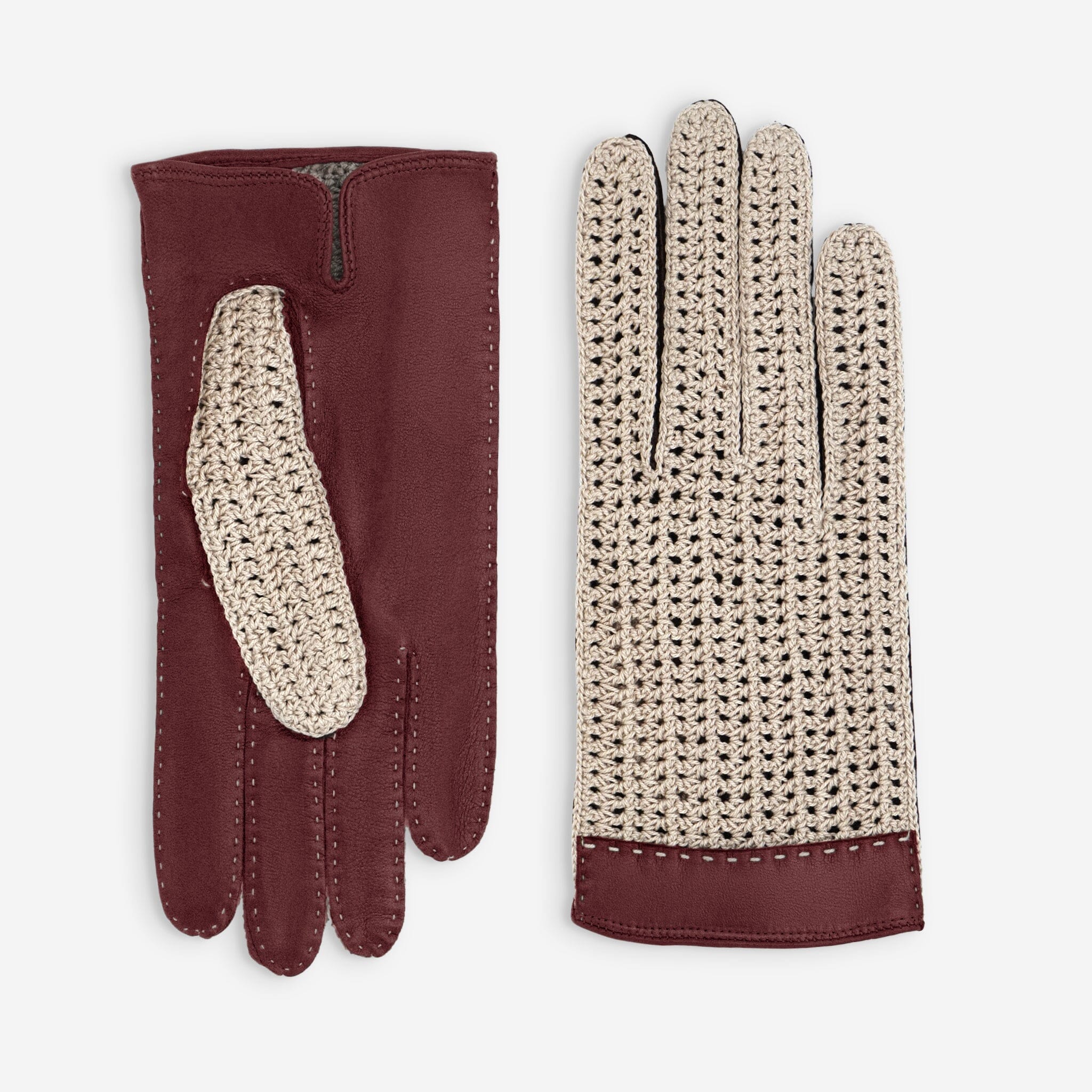 Gants de conduite cuir agneau-non doublé-21223NF Gants de conduite femme Glove Story Lie De Vin 6.5