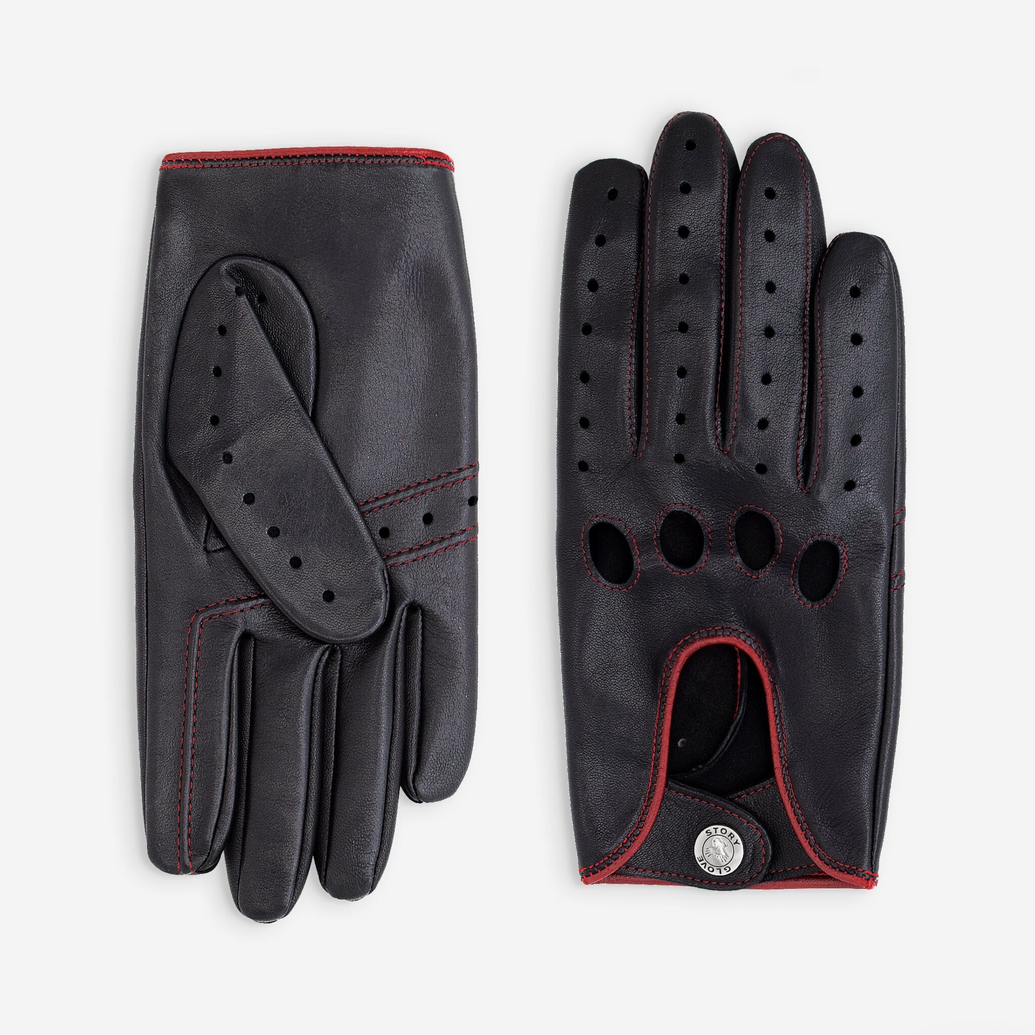 Gants de conduite cuir agneau-non doublé-22035NF Gant Glove Story Noir/Rouge 7.5