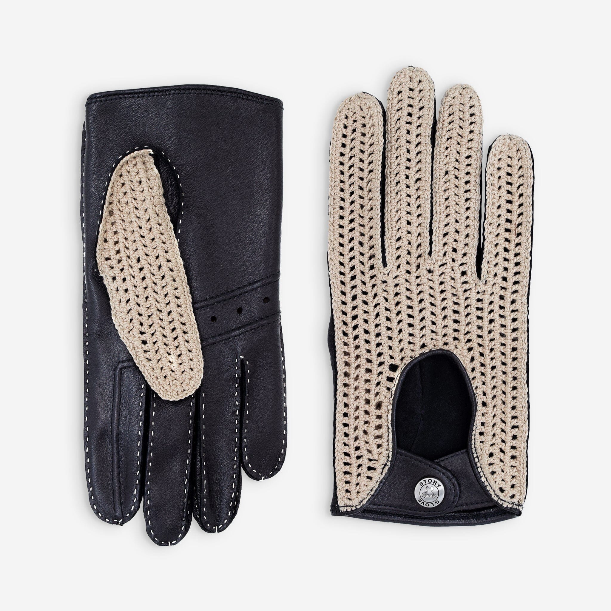 Gants de conduite cuir agneau-non doublé-22103NF Gants de conduite homme Glove Story Noir 7.5