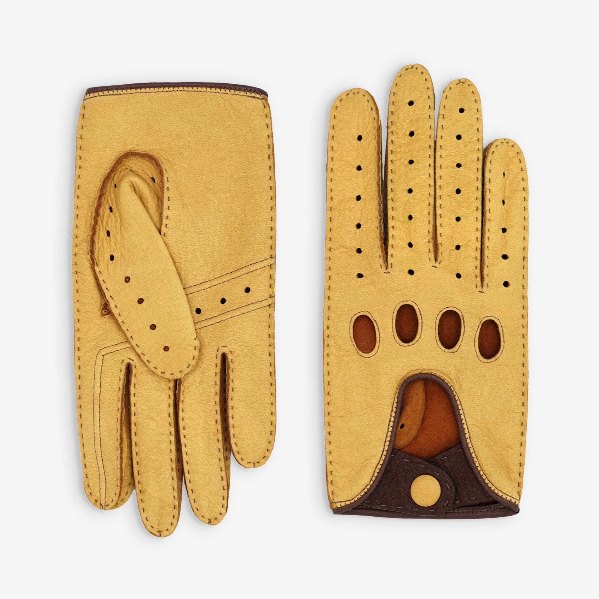 Gants de conduite cuir cerf-non doublé-22115NF Gant Glove Story Jaune/Acajou 8