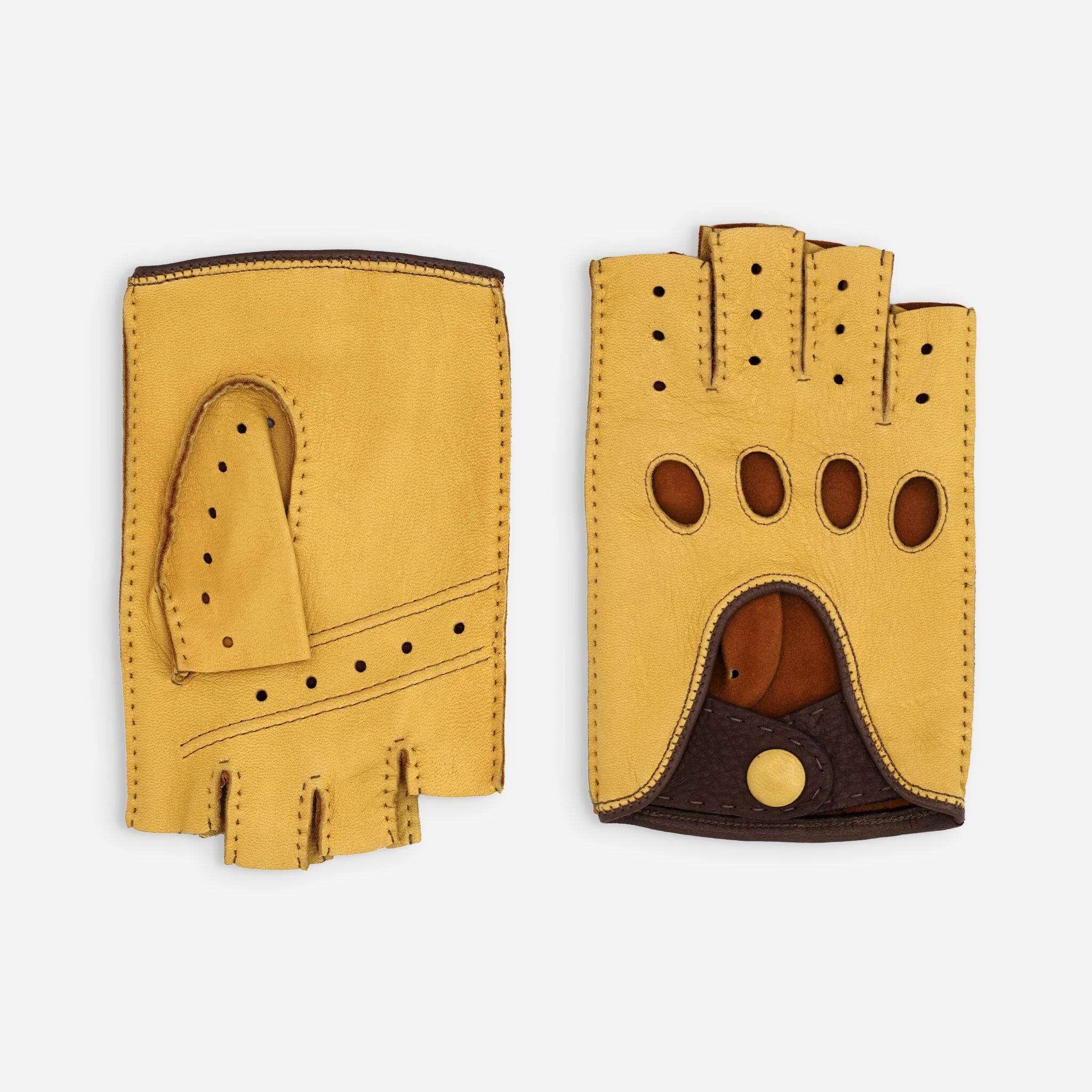 Gants de conduite cuir cerf-non doublé-22116NF Gant Glove Story Jaune/Acajou 8