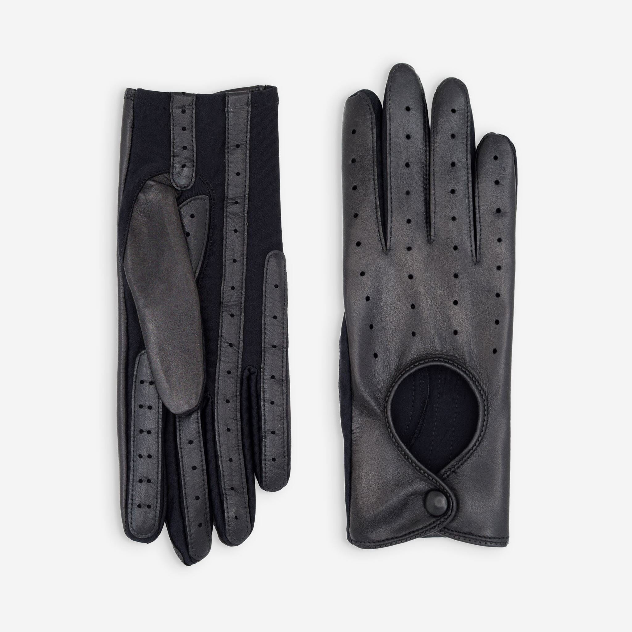 Gants de conduite cuir flexicuir-agneau-spandex-non doublé-11135NF Gants de conduite femme Glove Story Noir TU