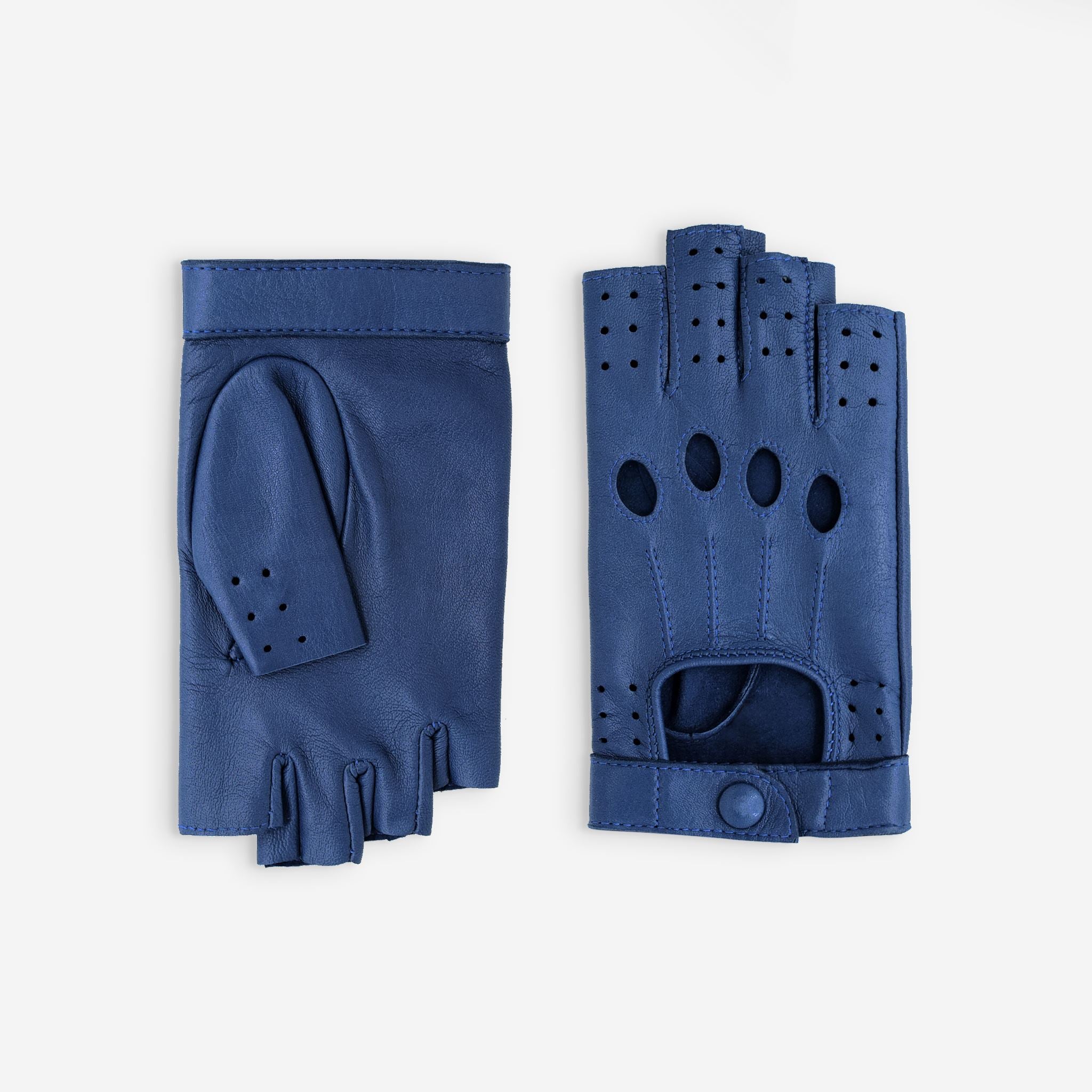 Gants de conduite, mitaines-cuir agneau-3 baguettes-21571NF Gants de conduite femme Glove Story Blue Peony 6.5