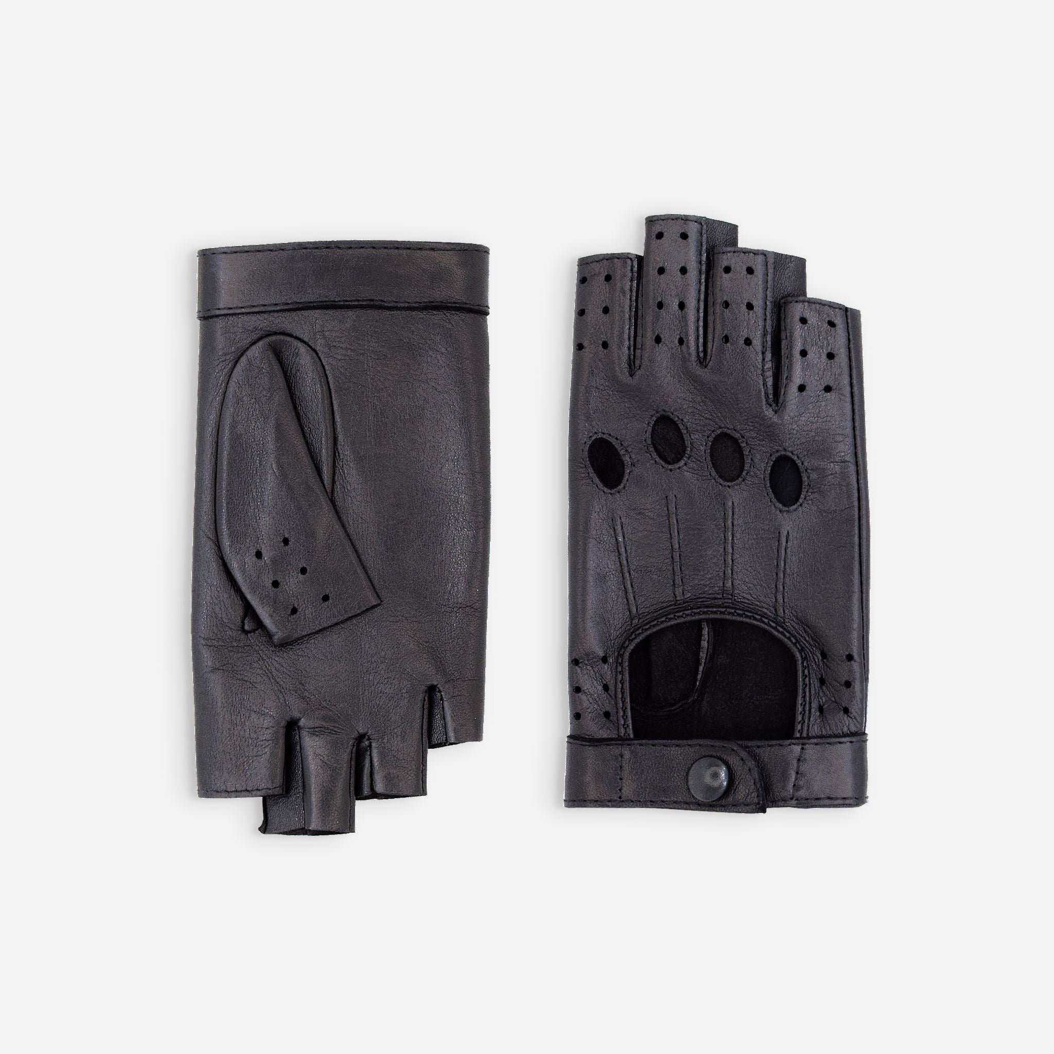 Gants de conduite, mitaines-cuir agneau-3 baguettes-21571NF Gants de conduite femme Glove Story Noir 6.5