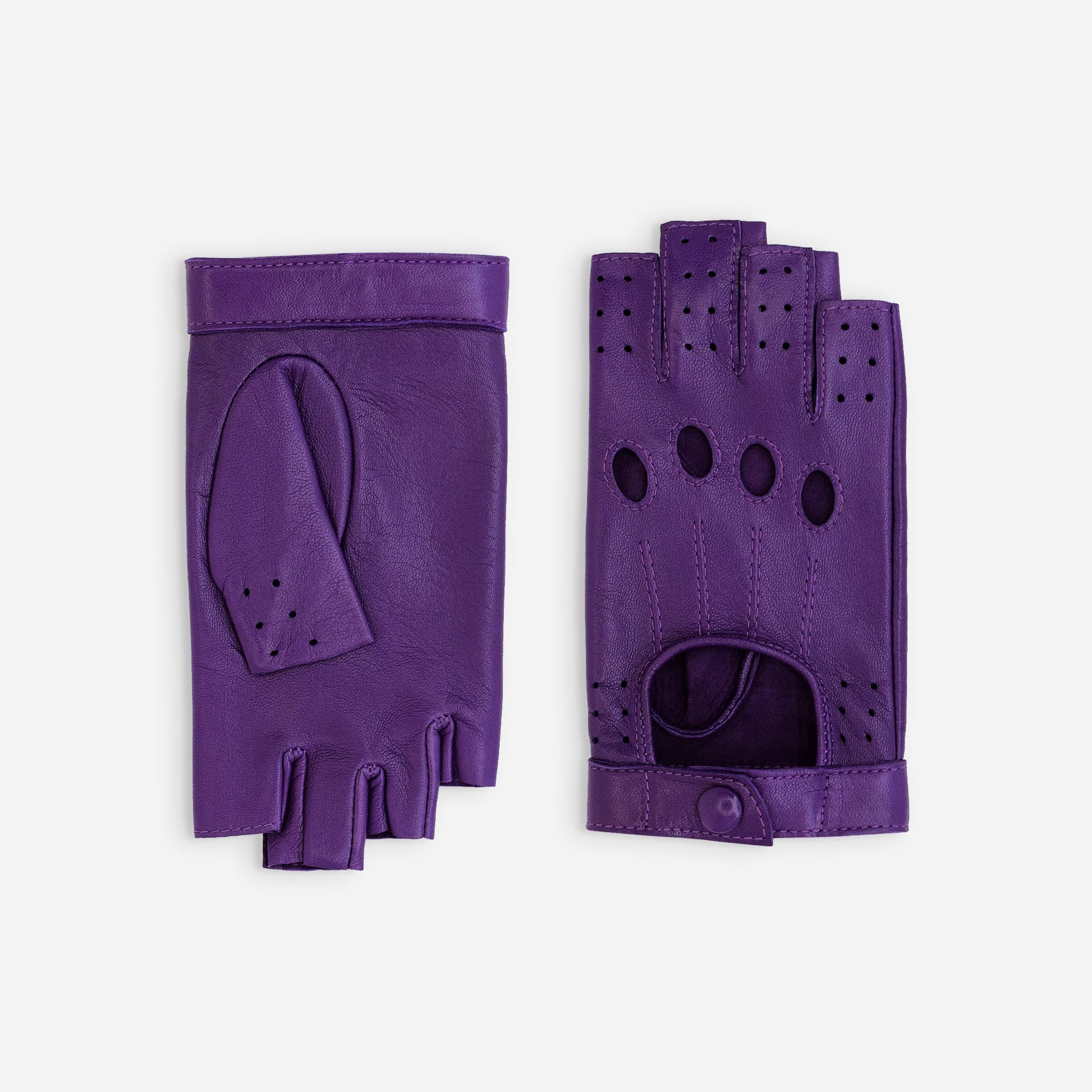 Gants de conduite, mitaines-cuir agneau-3 baguettes-21571NF Gants de conduite femme Glove Story Violet 6.5