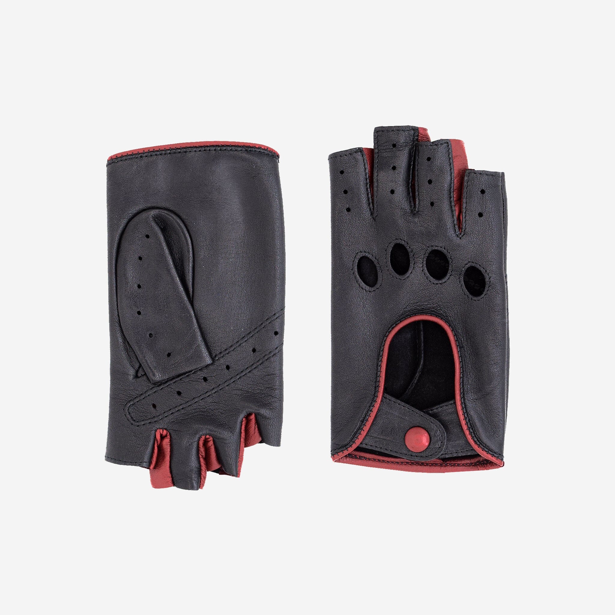 Gants de conduite, mitaines-cuir agneau-non doublé-21125NF Gant Glove Story Noir/Rouge 6.5