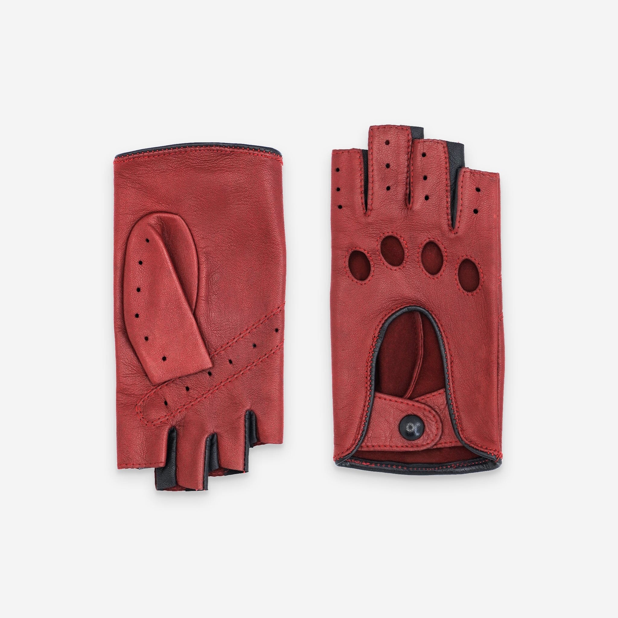 Gants de conduite, mitaines-cuir agneau-non doublé-21125NF Gant Glove Story Rouge/Noir 6.5