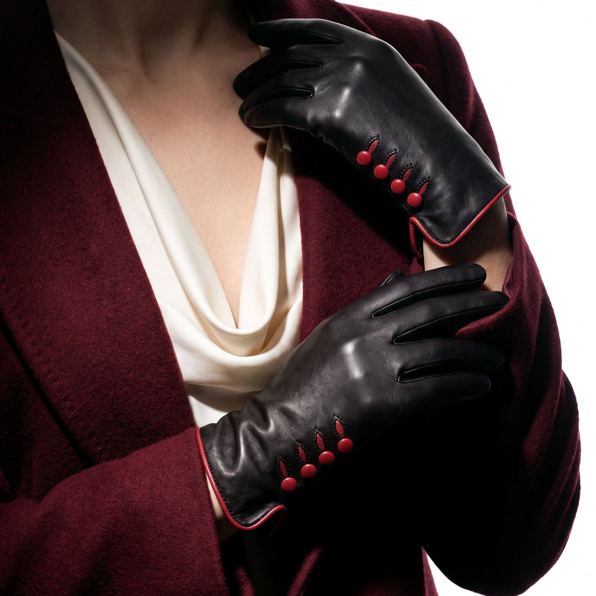 Gants femme cuir agneau-100% soie-21153ST Gants cuir femme prestige Glove Story