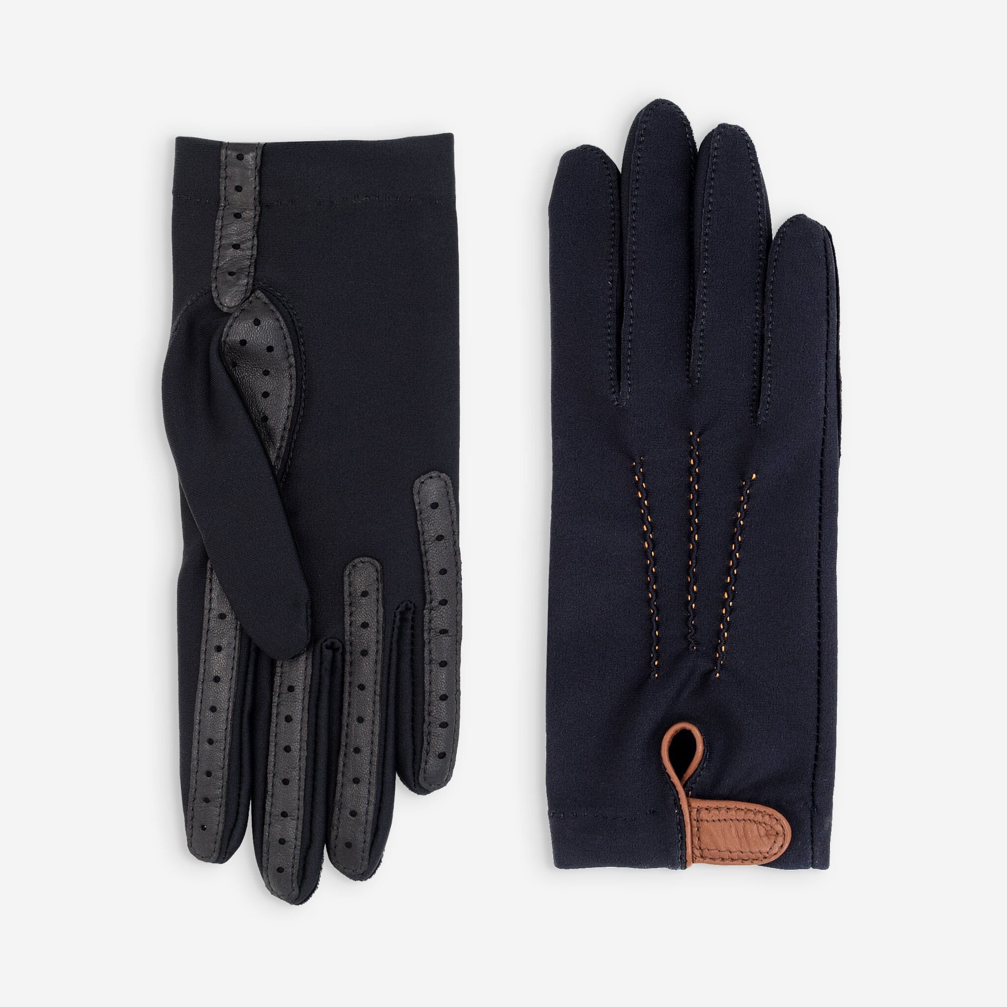 Gants flexicuir-spandex-non doublé-11022NF Gants taille unique femme Glove Story Noir/vison TU