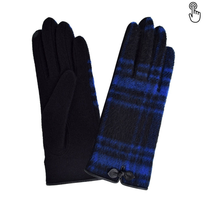 Gant laine femme imprime type ecossais. TACTILE Gant Glove Story Noir/Bleu TU Tissus 80% laine-20% nylon