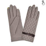Gant laine femme matelasse et noeud cuir. TACTILE Gant Glove Story Taupe TU Tissus 80% laine-20% nylon