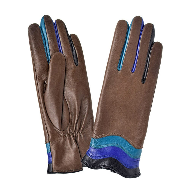 Gants cuir agneau-100% soie-21558SN Gant Glove Story Choco-Brey 6.5 