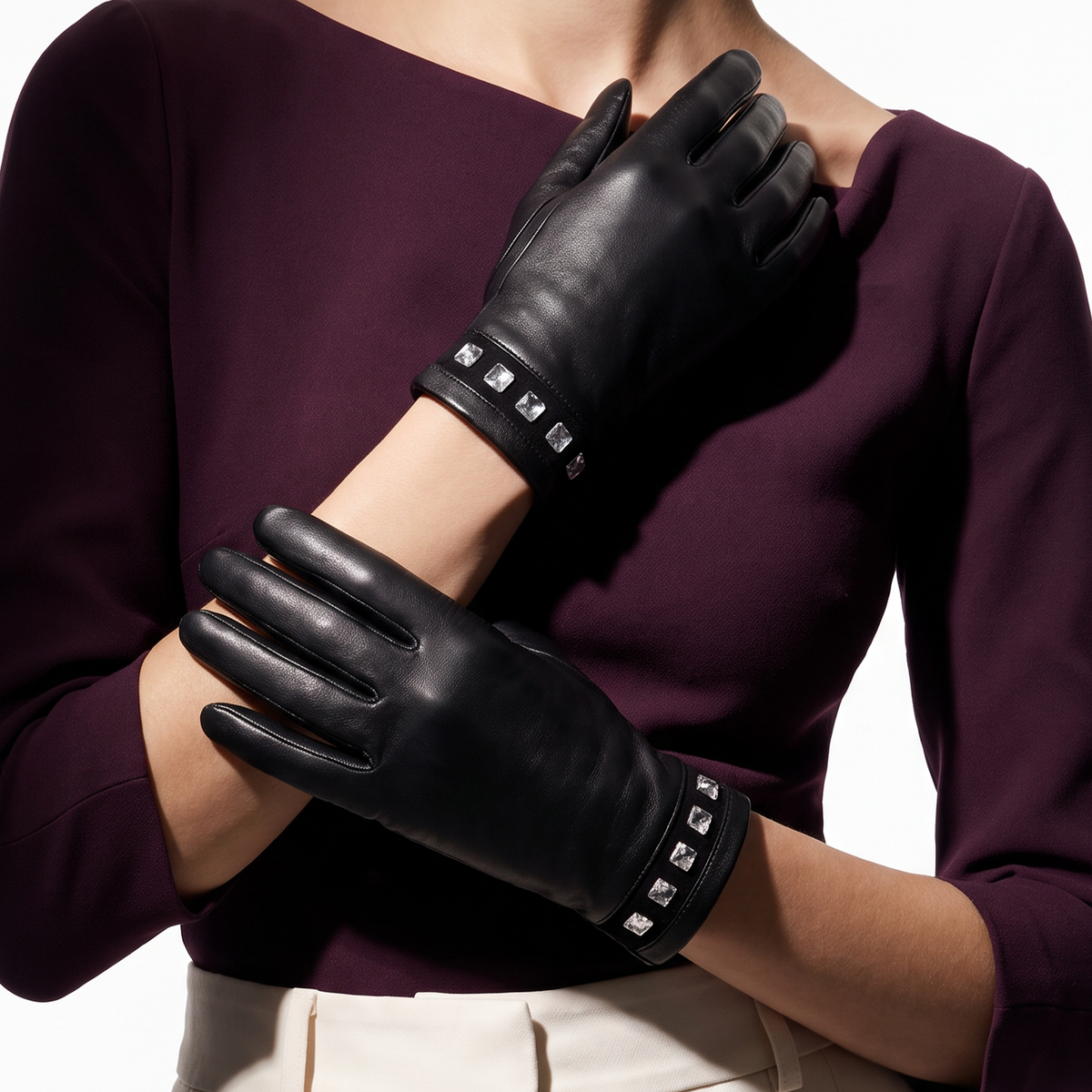 Gants cuir agneau-100% soie-Tactile-21599SN