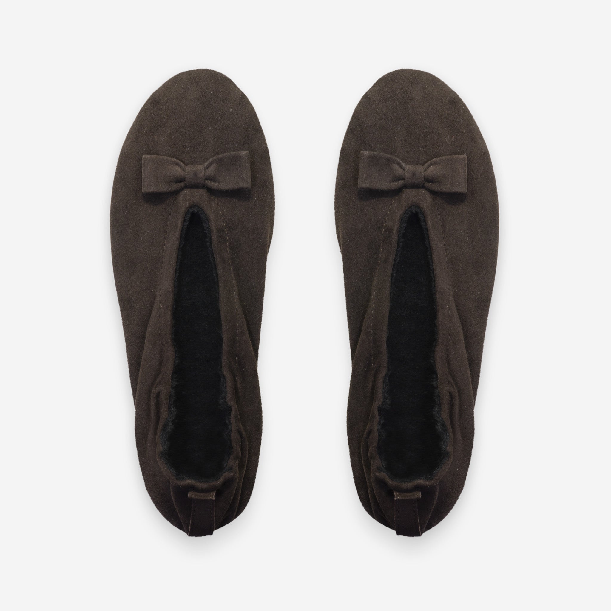 Ballerines d'interieur en cuir agneau suédé-CF0139 Ballerines d'interieur femme Glove Story Choco S (35/36) 