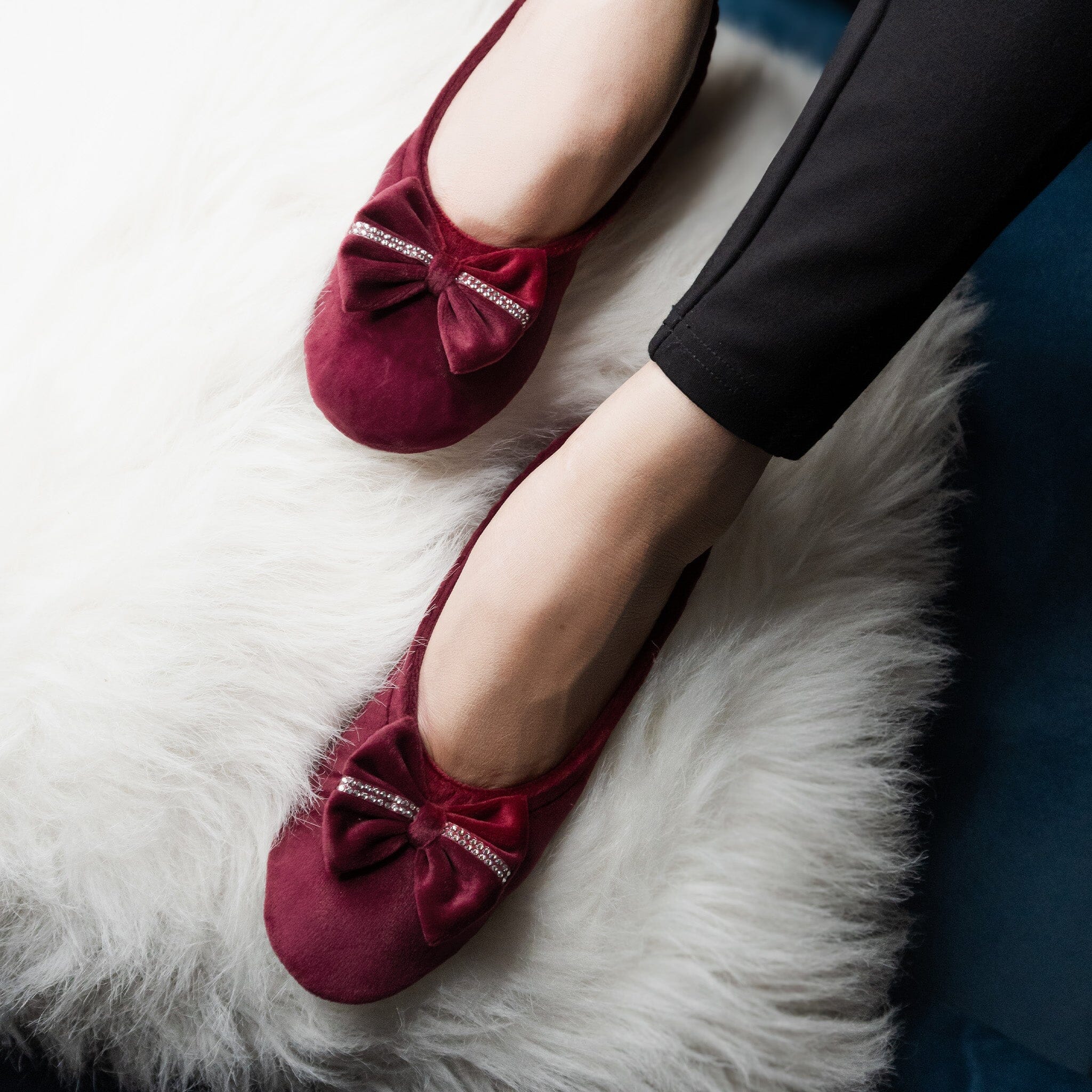 Ballerines d'intérieur en velours-CF0149 Ballerines d'interieur femme Glove Story 