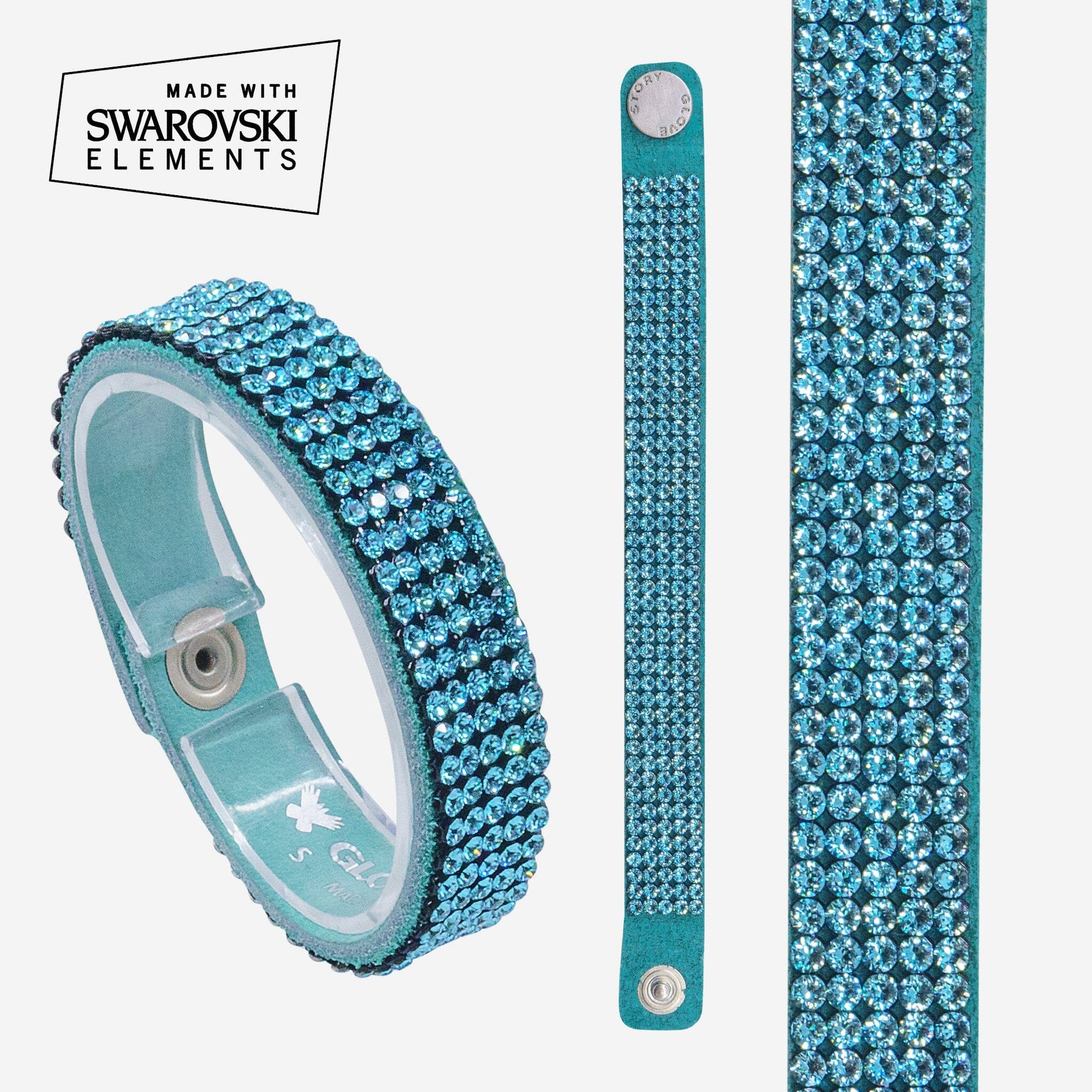 Bracelet Femme BIMBO 6 Rangs Strass Cristaux Zirconium - Gris, Simili Cuir